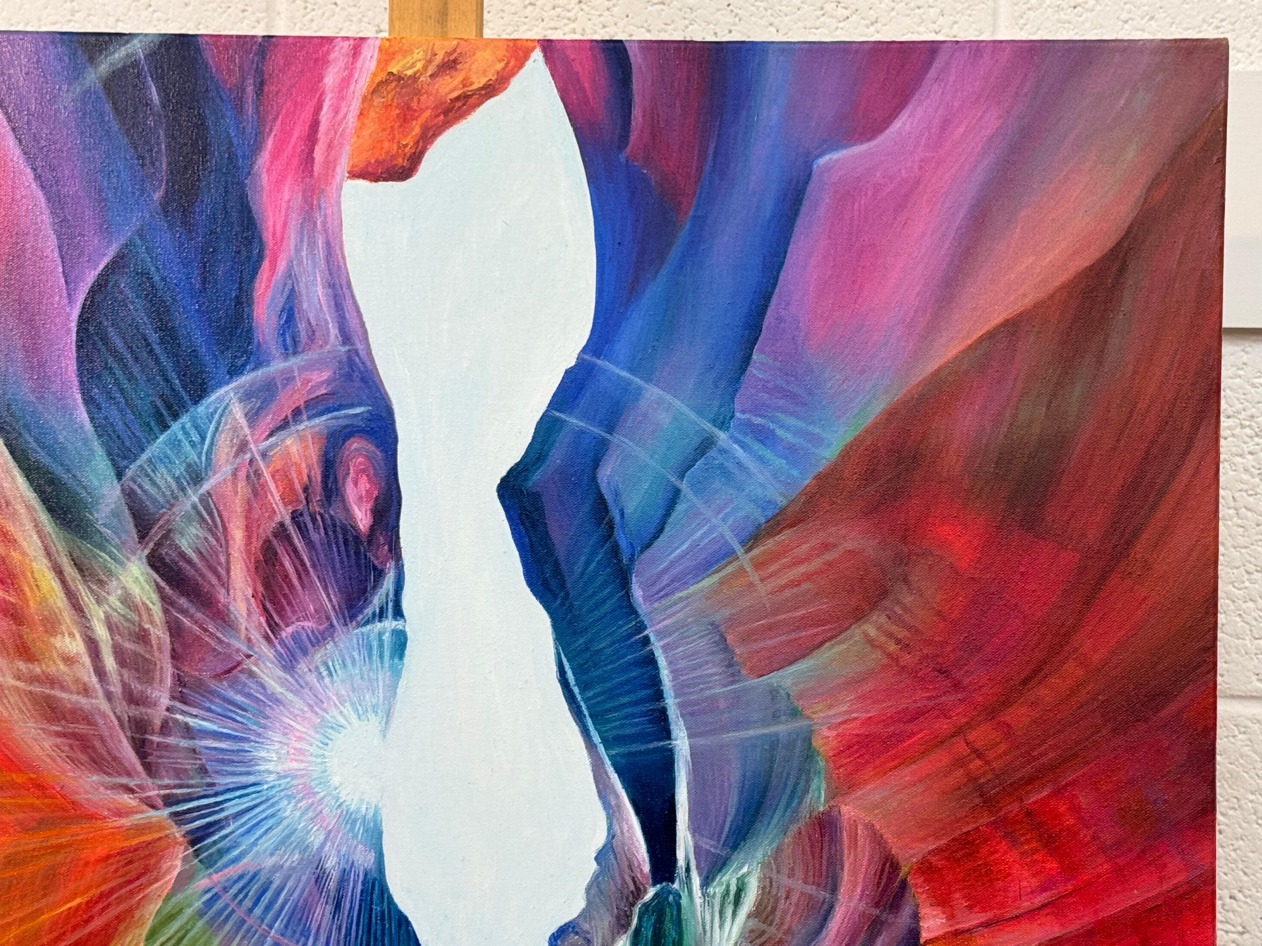 Quadro astratto rosso, blu e verde dell'interno dell'Antelope Canyon in Arizona in vendita 5