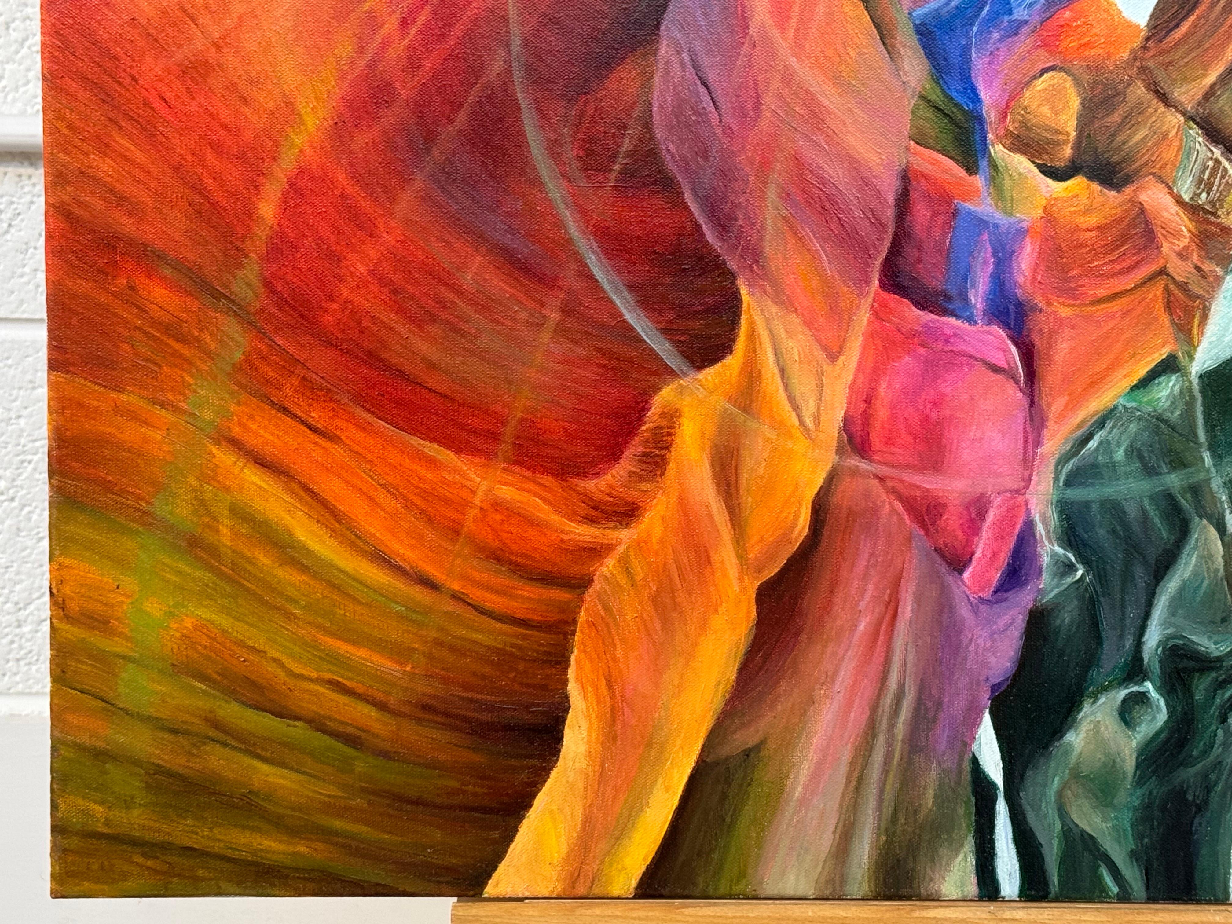 Quadro astratto rosso, blu e verde dell'interno dell'Antelope Canyon in Arizona in vendita 1