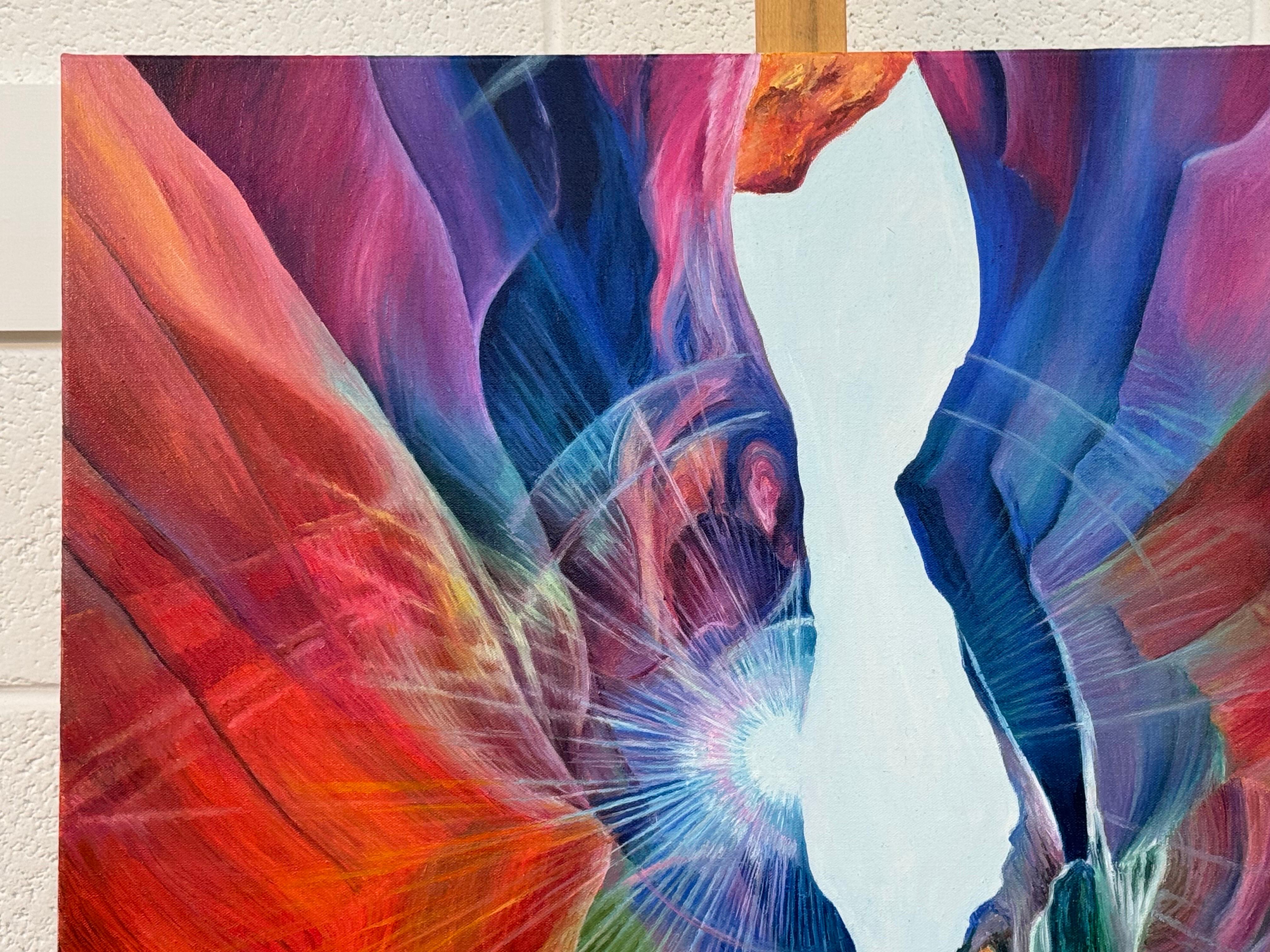 Quadro astratto rosso, blu e verde dell'interno dell'Antelope Canyon in Arizona in vendita 4