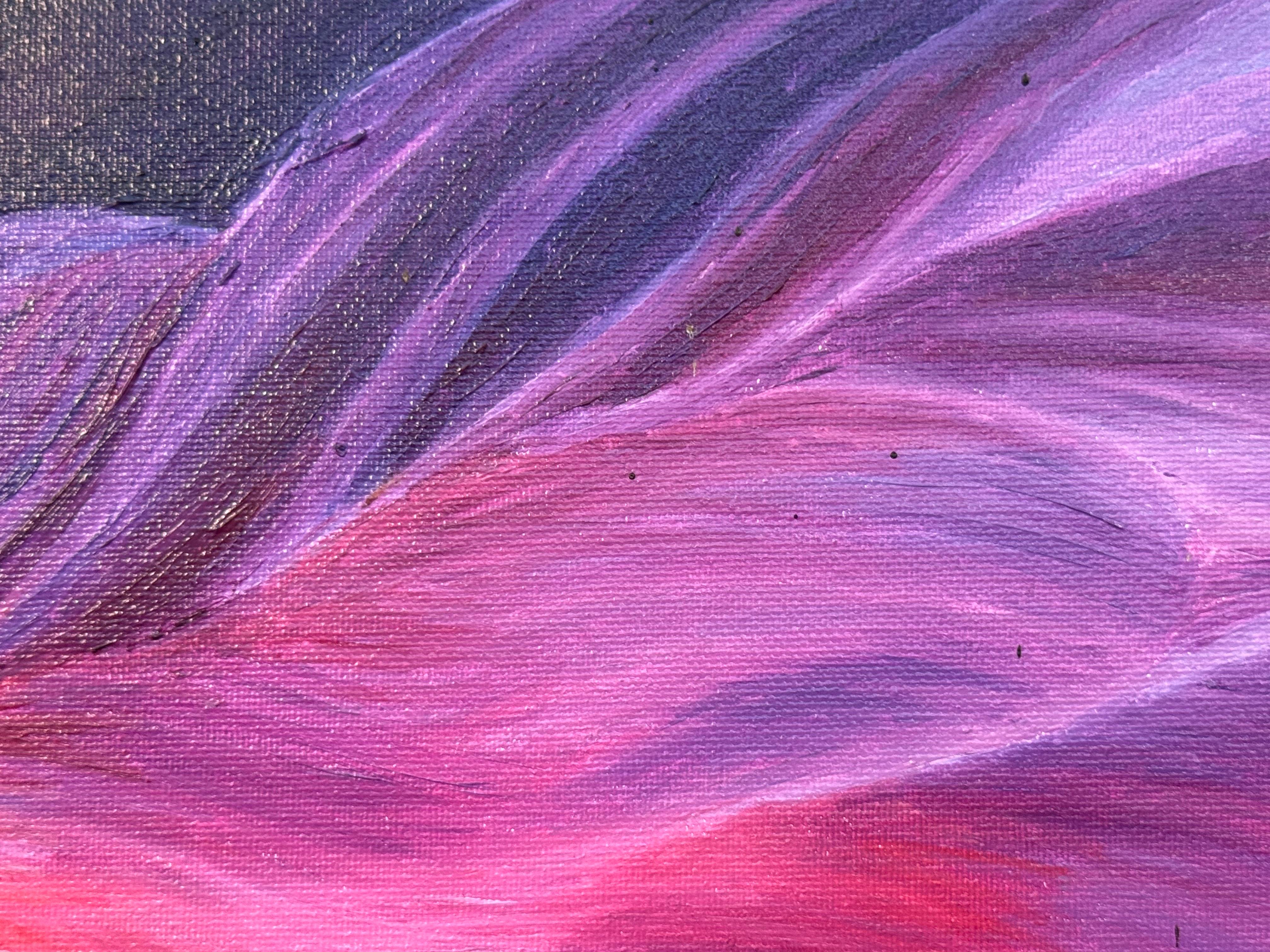 Large Square Red Pink Blue & Purple Painting of Antelope Canyon in Arizona USA For Sale 5