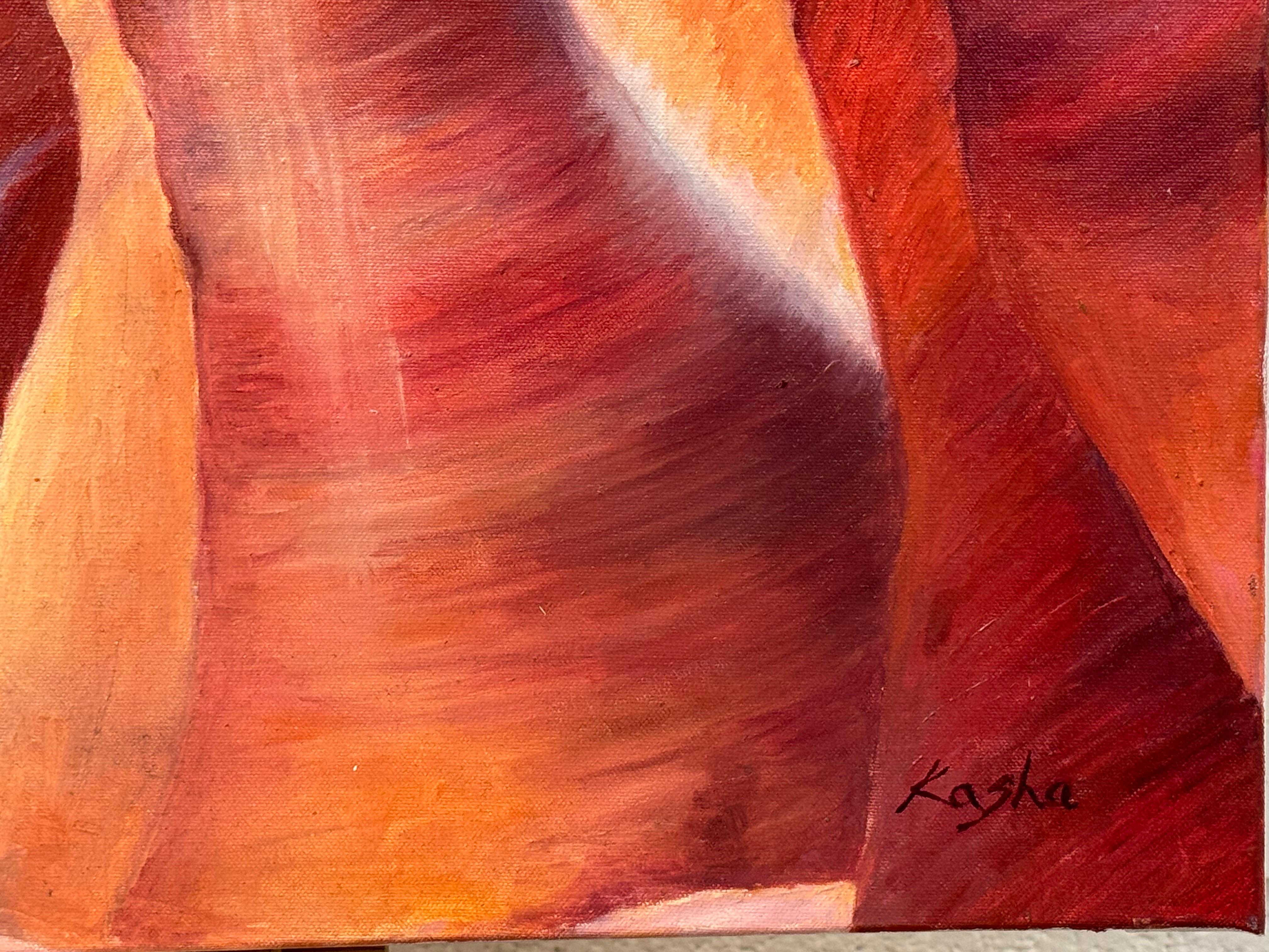 Quadro astratto moderno rosa, rosso e blu dell'interno dell'Antelope Canyon in Arizona USA in vendita 6
