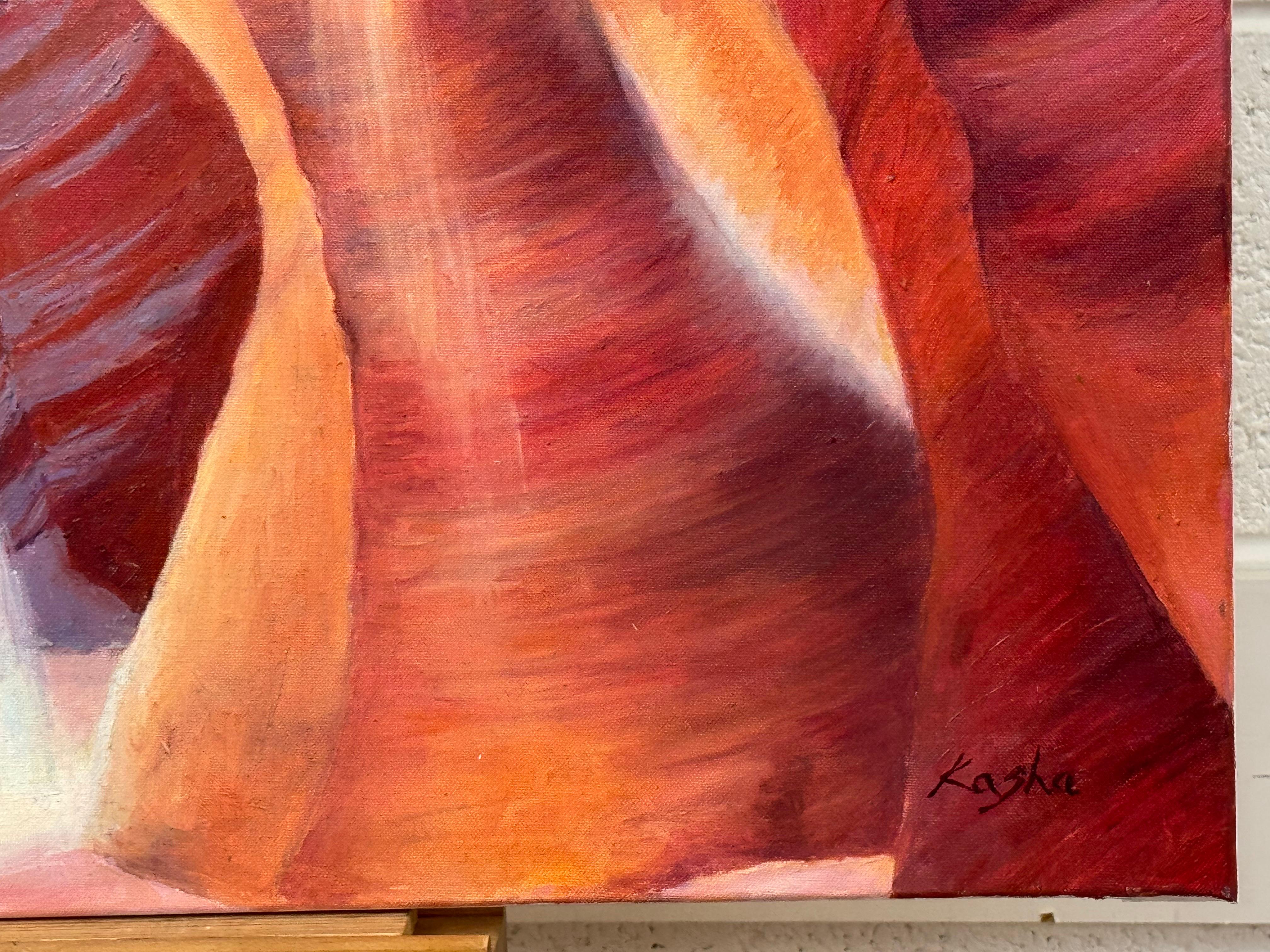 Quadro astratto moderno rosa, rosso e blu dell'interno dell'Antelope Canyon in Arizona USA in vendita 2