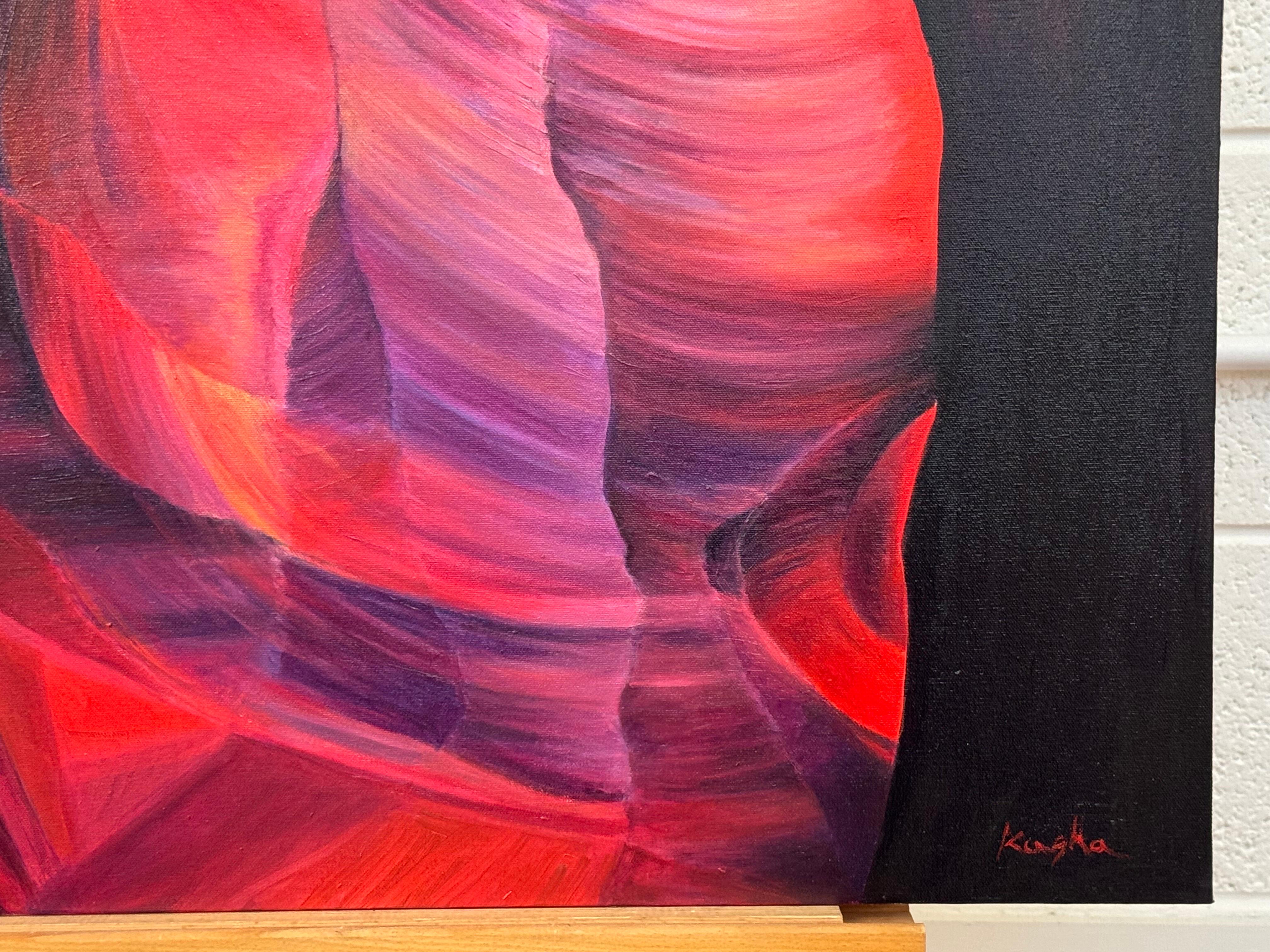 Pintura Abstracta Moderna Rosa Roja y Azul del Interior del Cañón del Antílope Arizona EE.UU. en venta 3