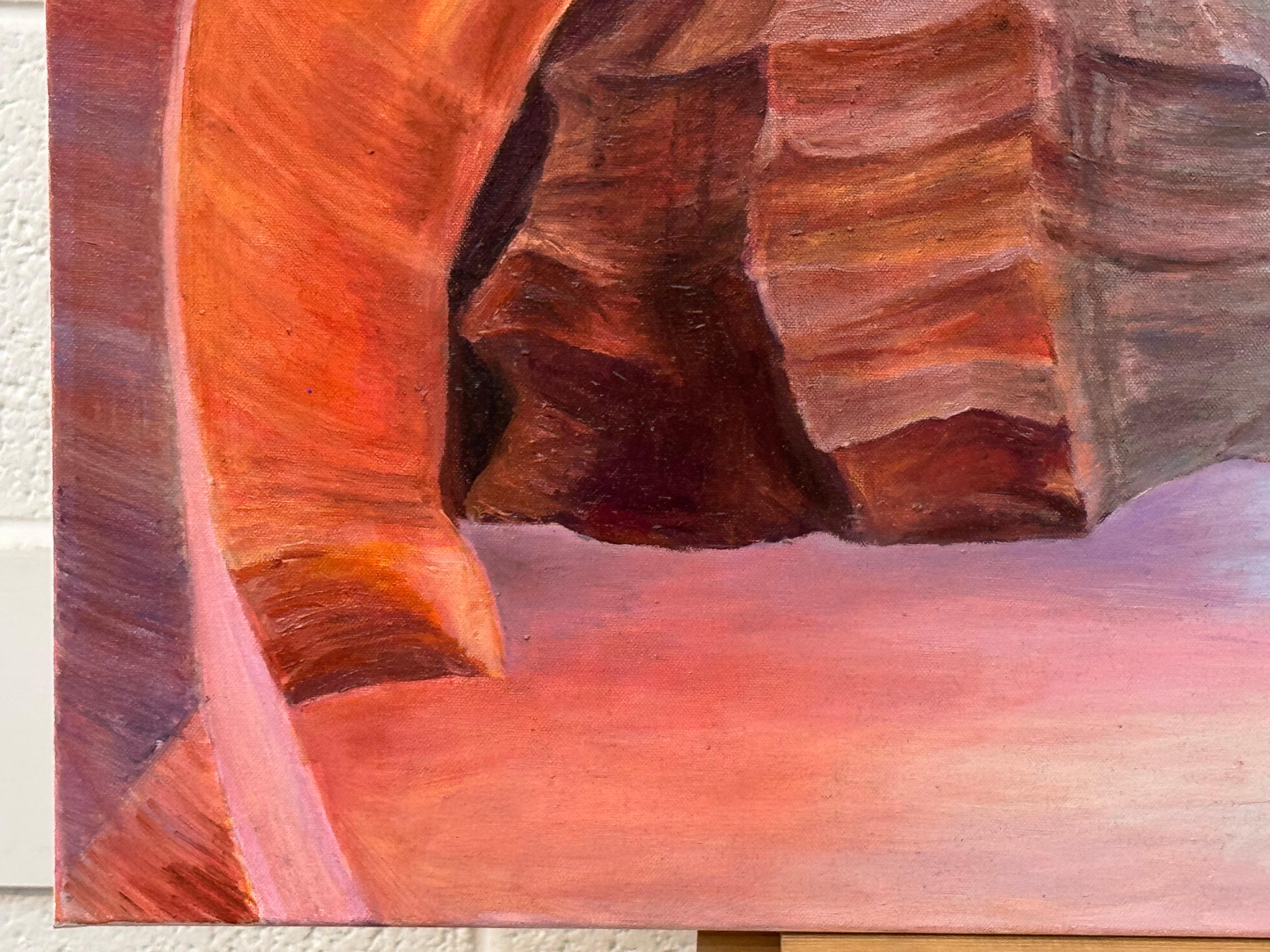 Quadro astratto moderno rosa, rosso e blu dell'interno dell'Antelope Canyon in Arizona USA in vendita 3
