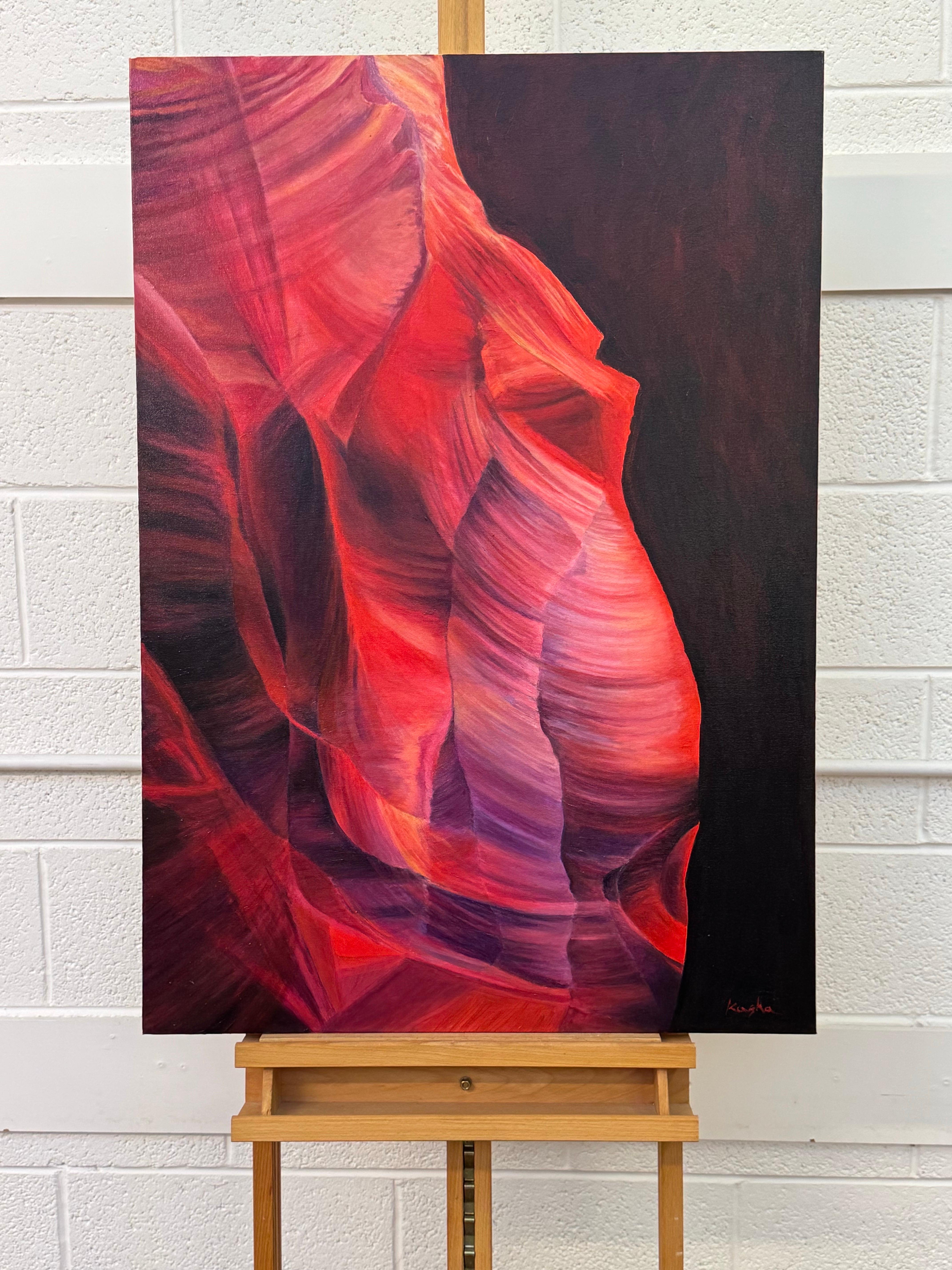 Pintura Abstracta Moderna Rosa Roja y Azul del Interior del Cañón del Antílope Arizona EE.UU. en venta 4