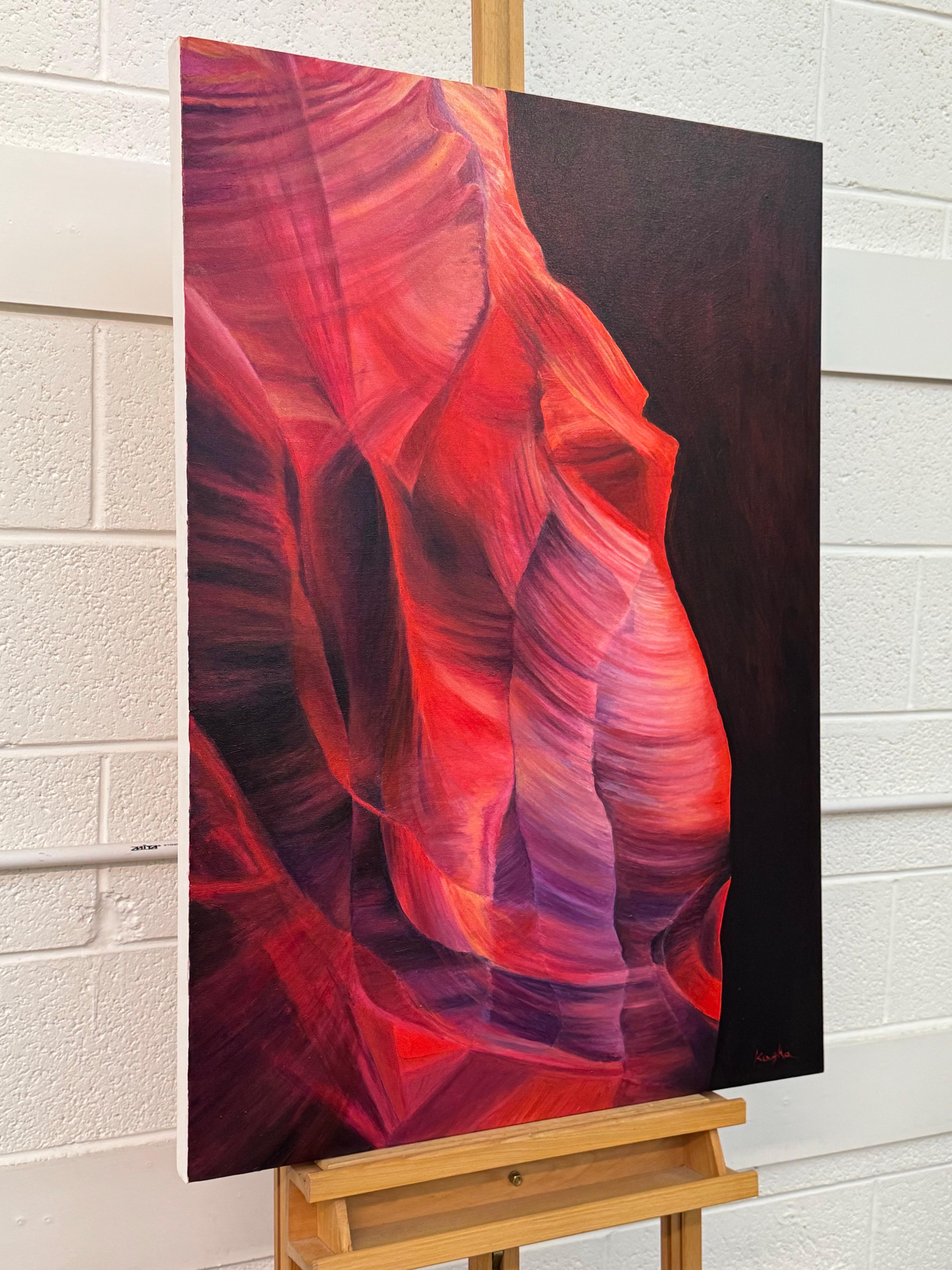 Pintura Abstracta Moderna Rosa Roja y Azul del Interior del Cañón del Antílope Arizona EE.UU. en venta 5