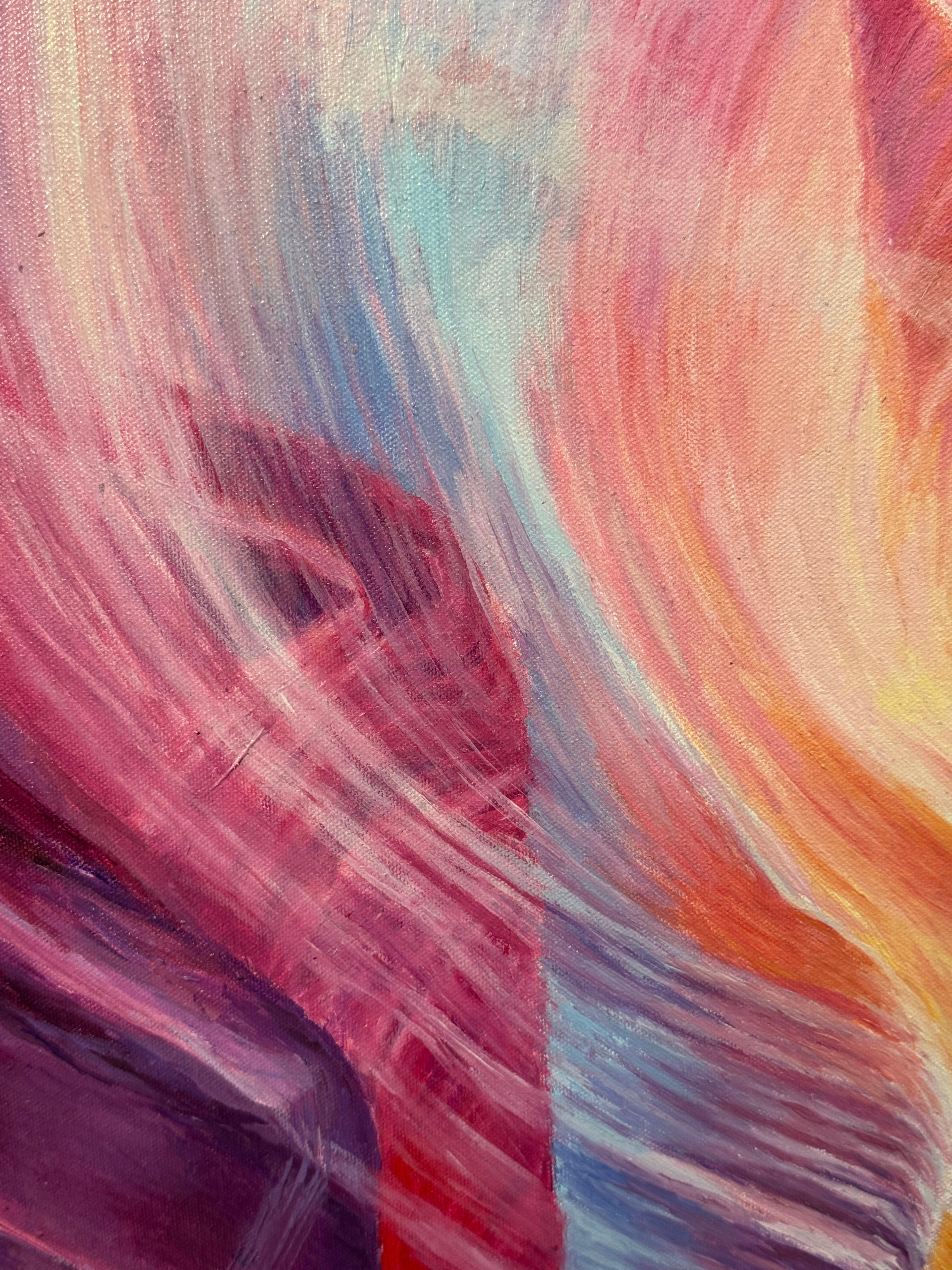 Quadro astratto rosso, viola e giallo dell'interno dell'Antelope Canyon in Arizona USA in vendita 6