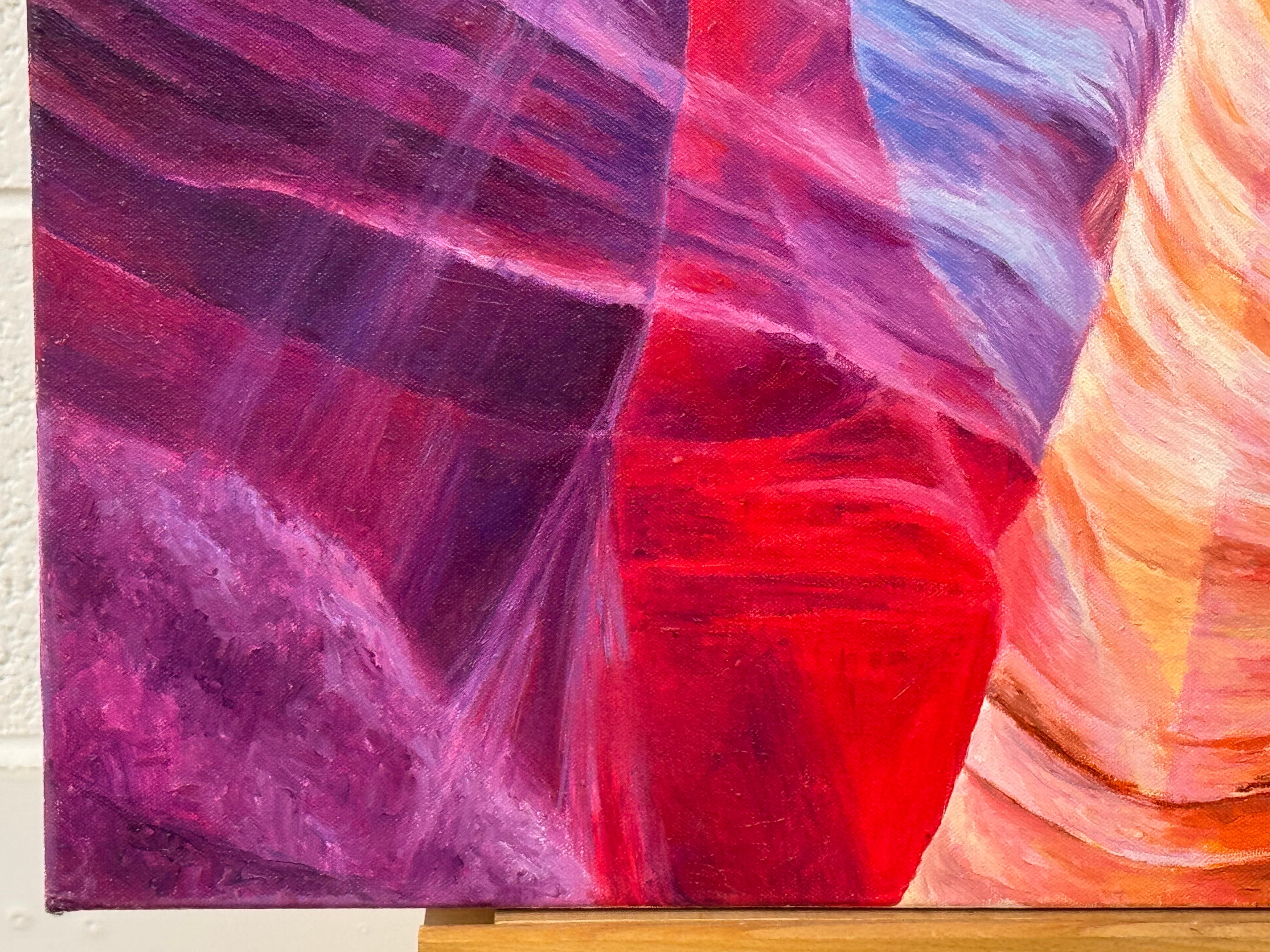 Quadro astratto rosso, viola e giallo dell'interno dell'Antelope Canyon in Arizona USA in vendita 7
