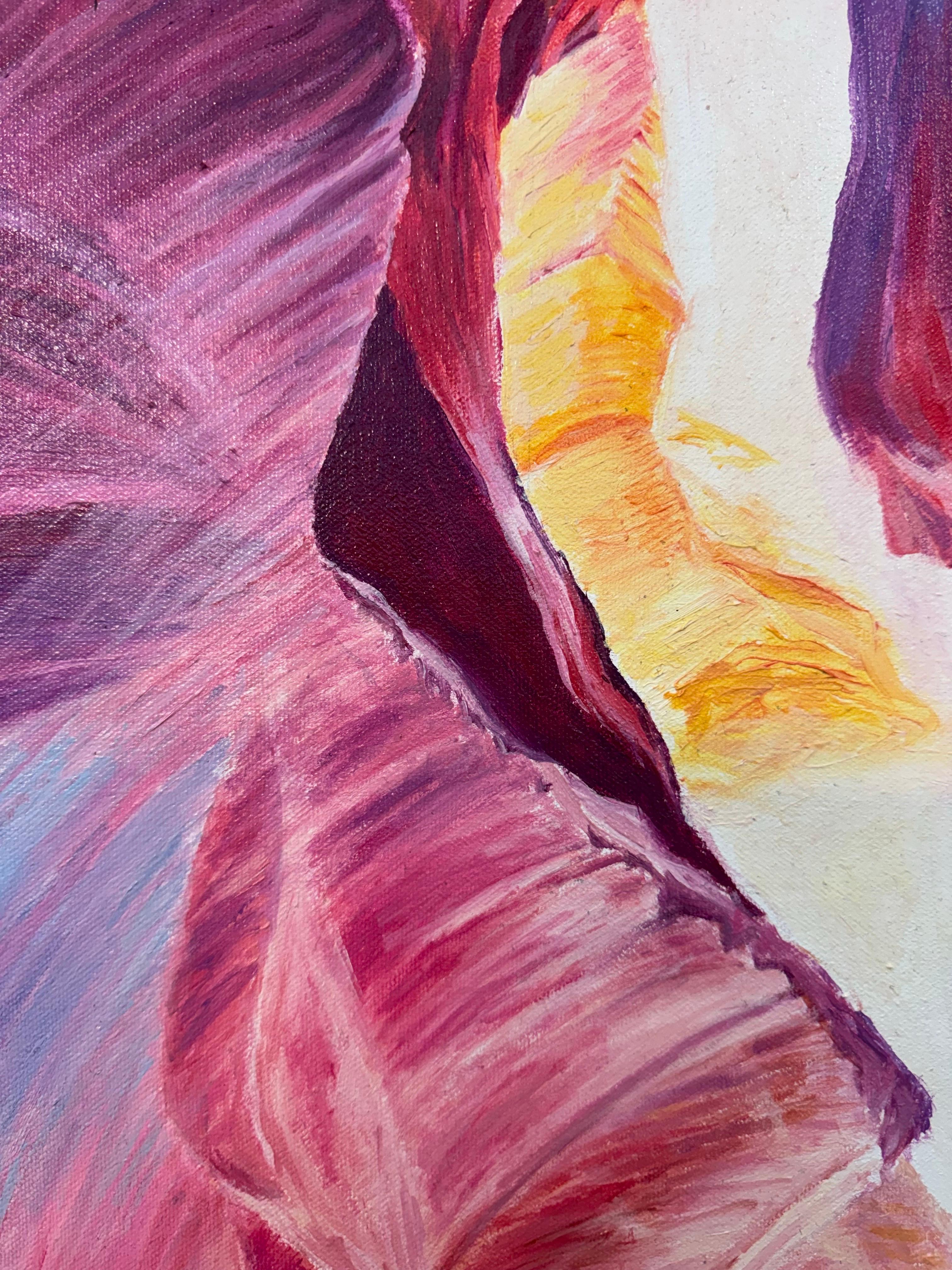 Quadro astratto rosso, viola e giallo dell'interno dell'Antelope Canyon in Arizona USA in vendita 8