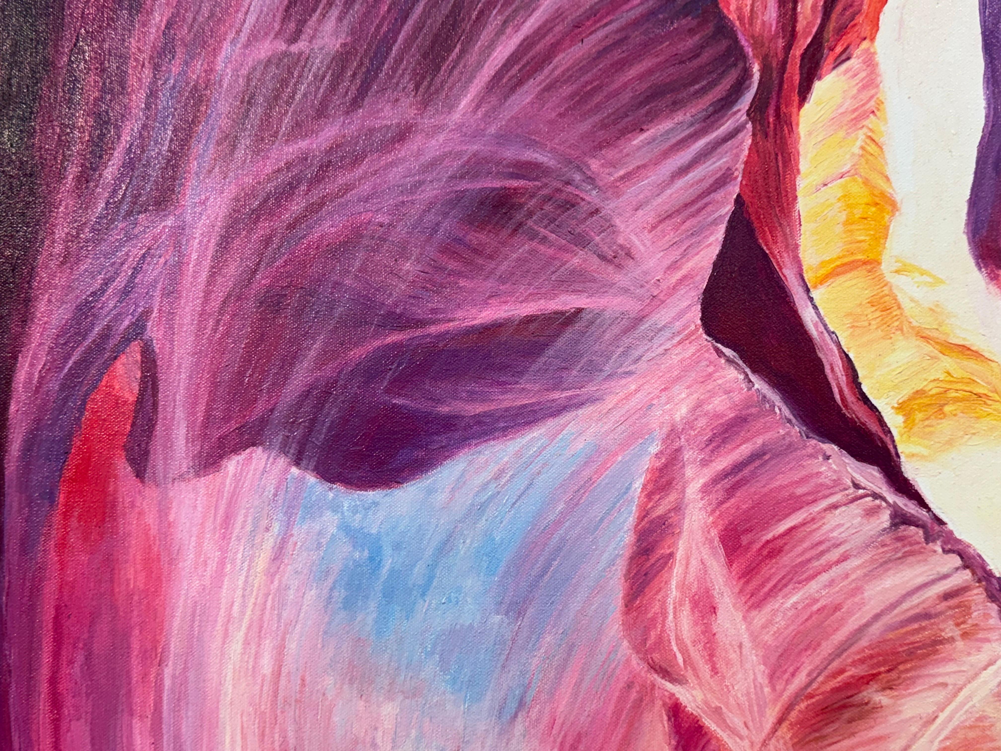 Quadro astratto rosso, viola e giallo dell'interno dell'Antelope Canyon in Arizona USA in vendita 9