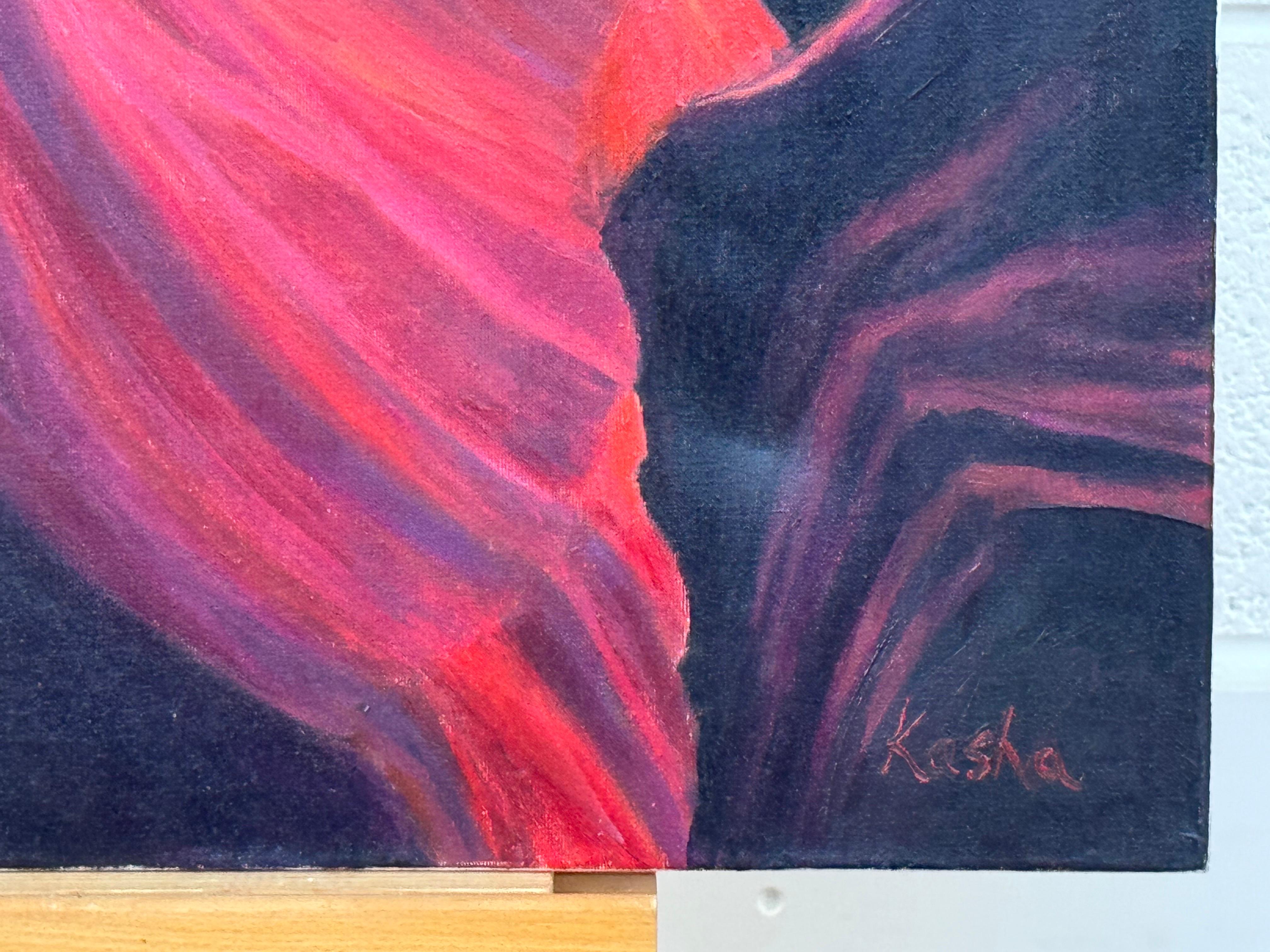 Pintura abstracta roja, morada y amarilla del interior del Cañón del Antílope en Arizona, EE.UU. en venta 1