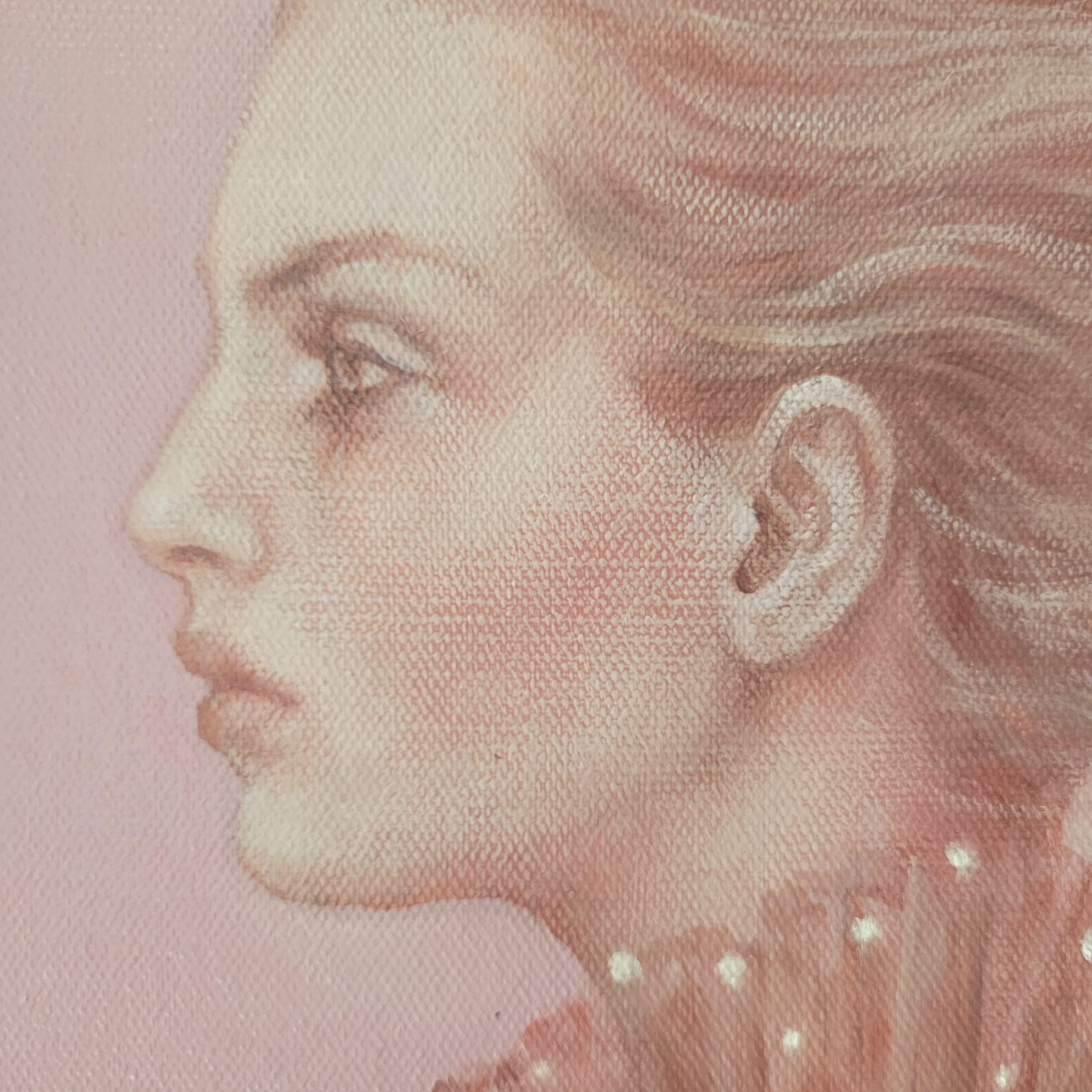 Un retrato - Pintura al óleo figurativa contemporánea, Mujer sutil, artista polaca 5
