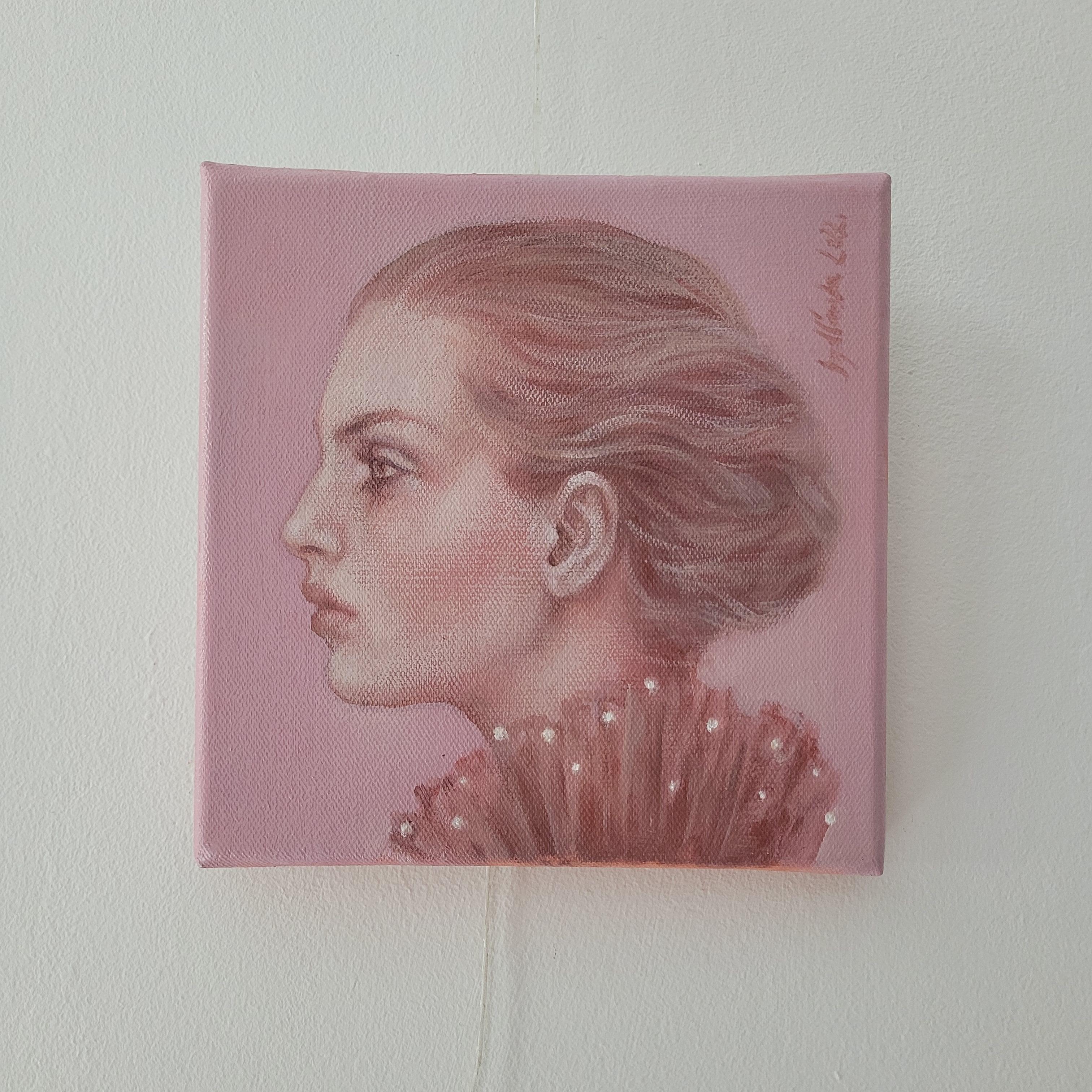 Un retrato - Pintura al óleo figurativa contemporánea, Mujer sutil, artista polaca 6