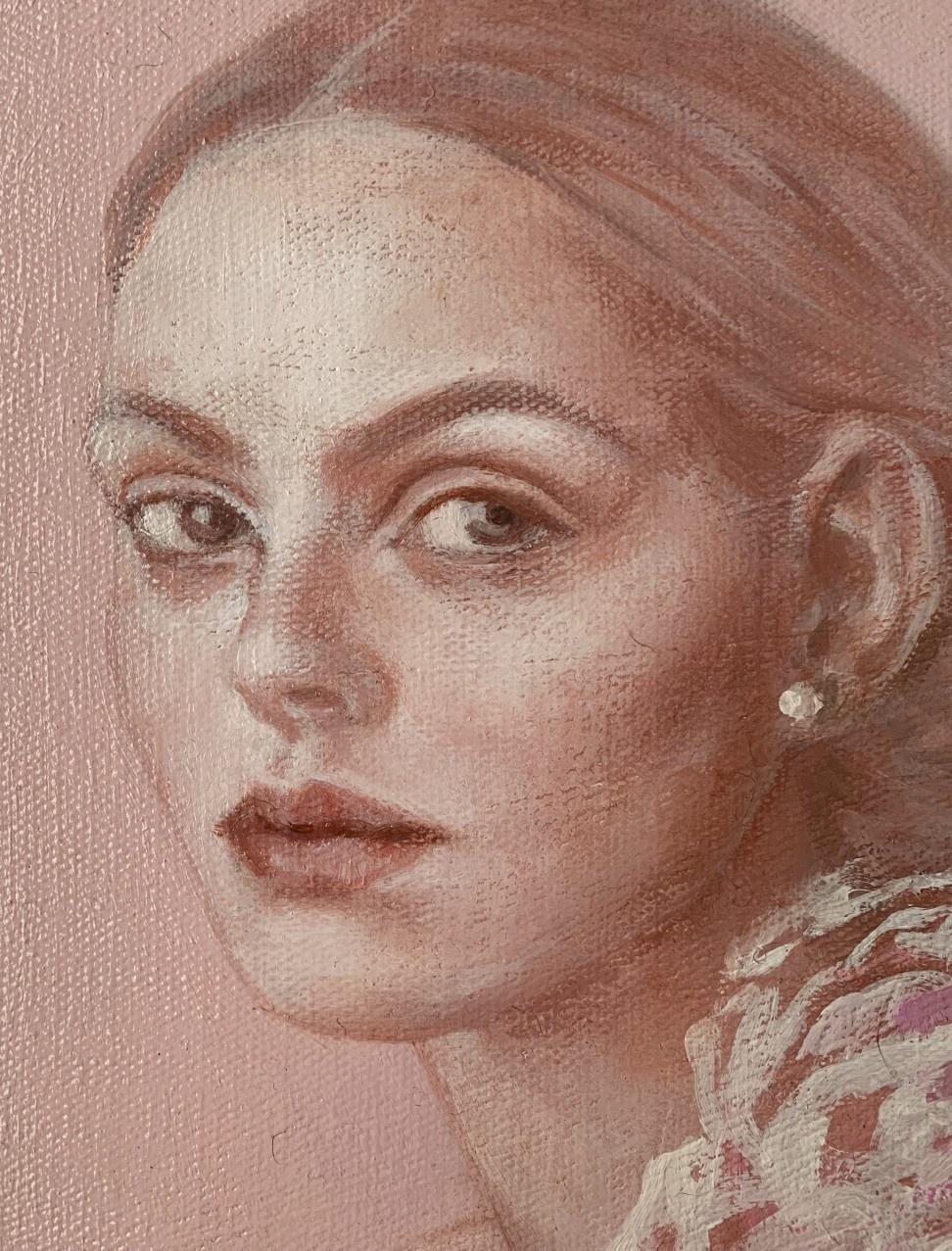 Un ritratto - Pittura ad olio figurativa contemporanea, Donna sottile, artista polacco - Painting Romantico di Katarzyna Szydlowska