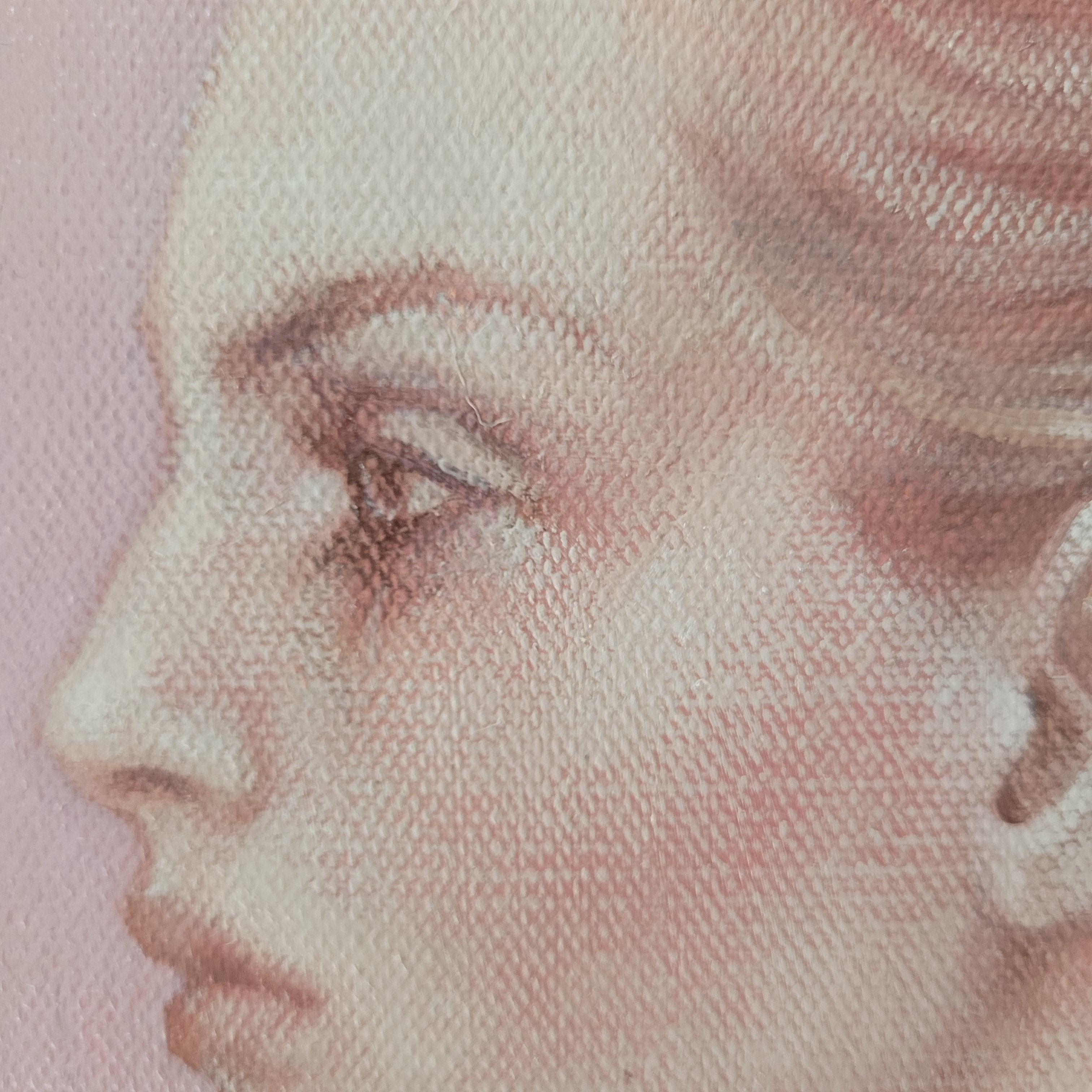 Un retrato - Pintura al óleo figurativa contemporánea, Mujer sutil, artista polaca 1
