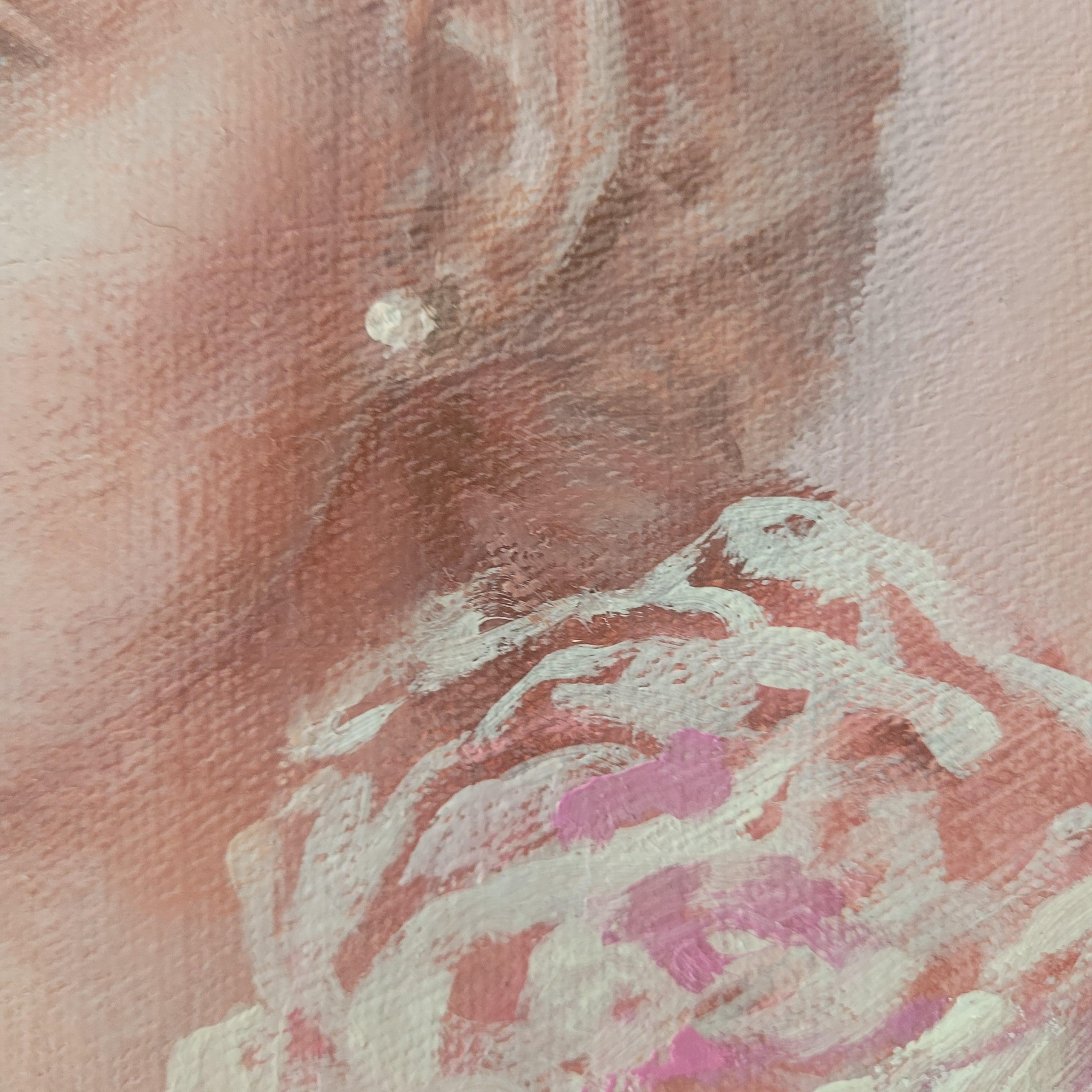 Un retrato - Pintura al óleo figurativa contemporánea, Mujer sutil, artista polaca en venta 1