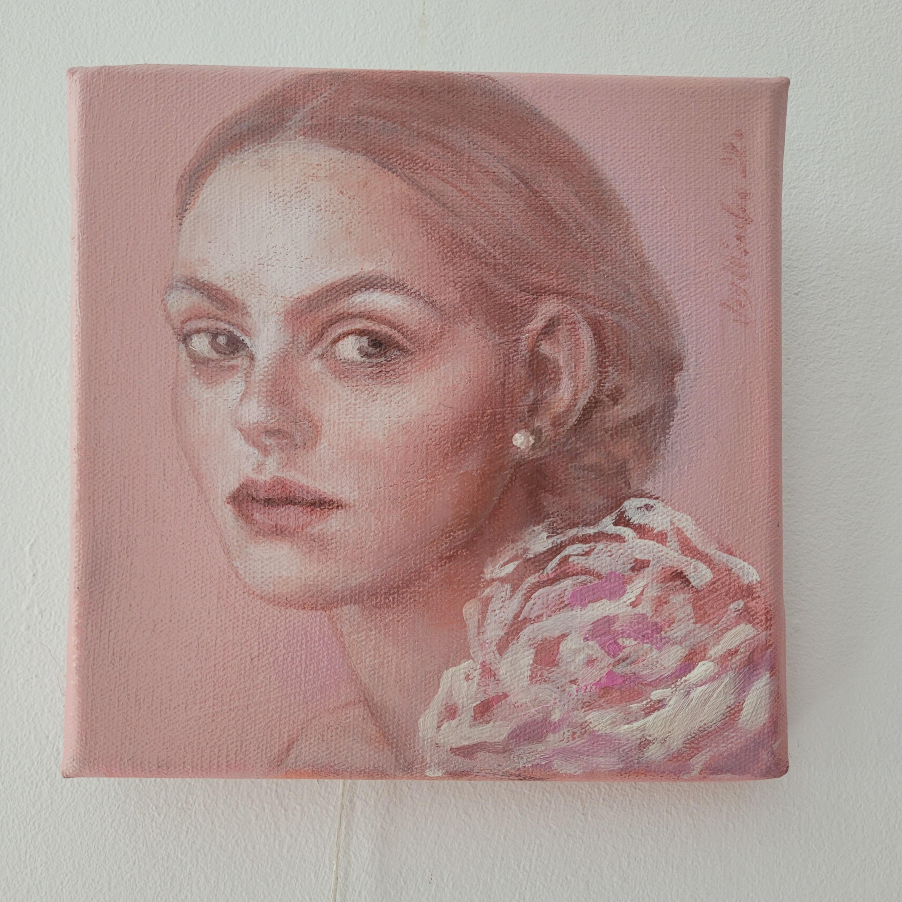 Un retrato - Pintura al óleo figurativa contemporánea, Mujer sutil, artista polaca en venta 4