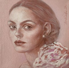 Un portrait - Peinture à l'huile figurative contemporaine, Femme subtile, artiste polonaise