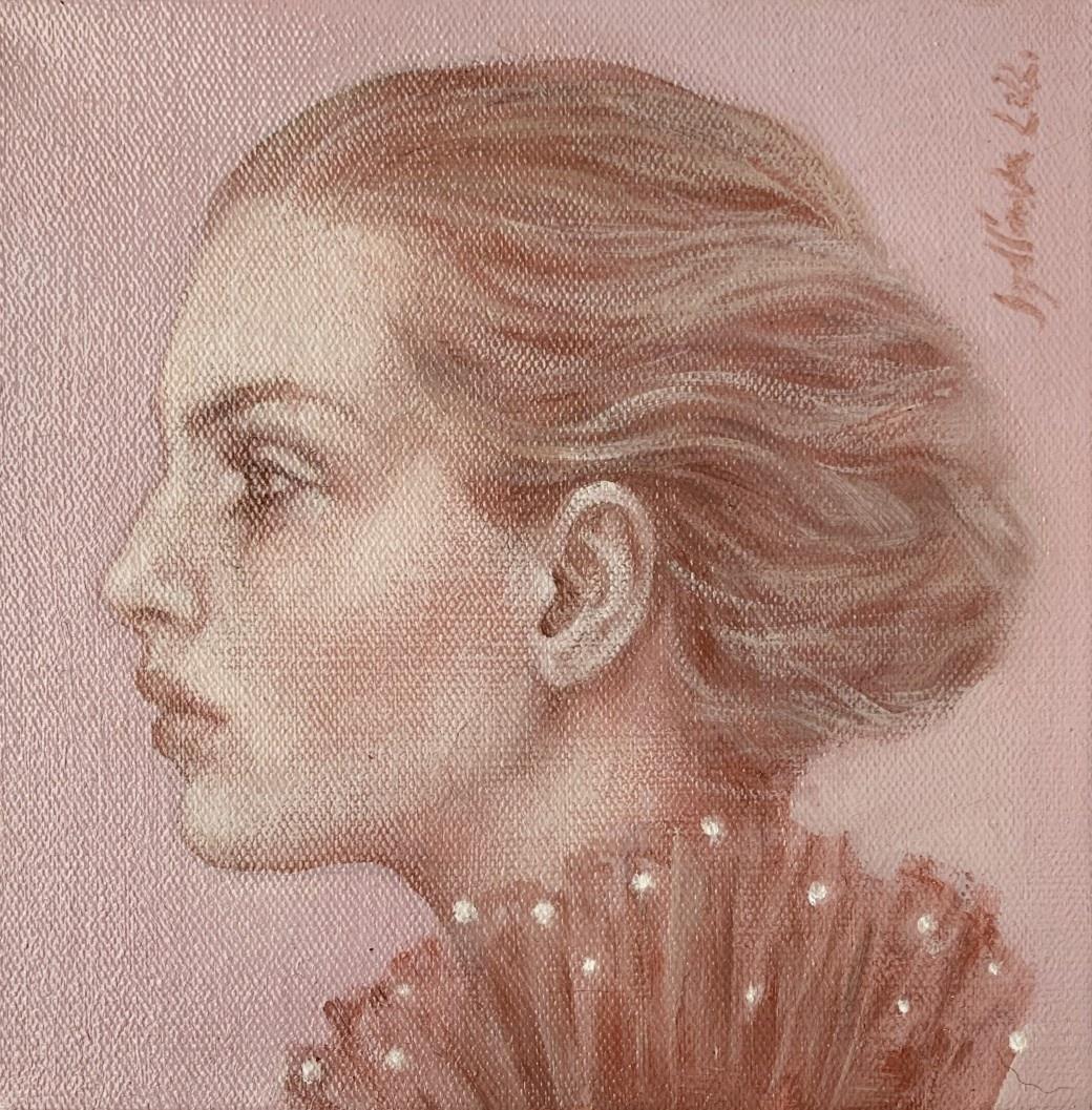 Un portrait - Peinture à l'huile figurative contemporaine, Femme subtile, artiste polonaise