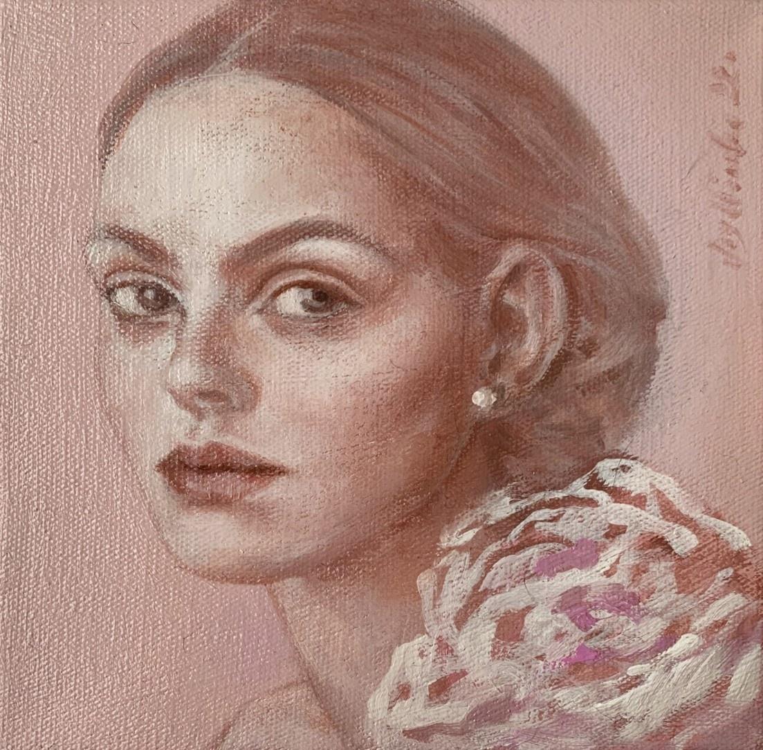 Portrait Painting de Katarzyna Szydlowska - Un retrato - Pintura al óleo figurativa contemporánea, Mujer sutil, artista polaca