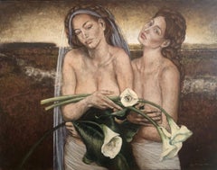 Melancolía... Pintura al óleo figurativa contemporánea, Mujer sutil, artista polaca