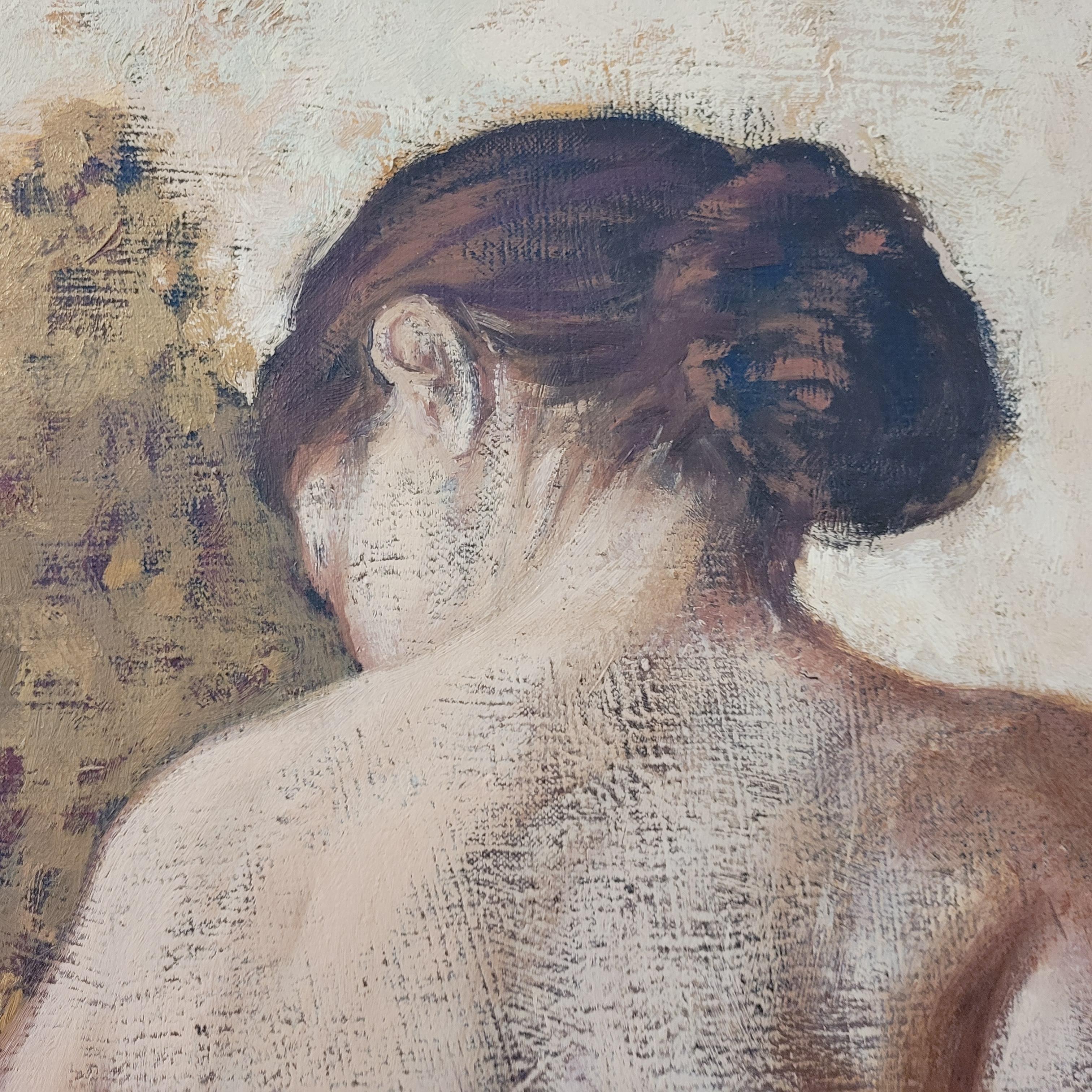 De pie. Pintura al óleo figurativa contemporánea, Mujer sutil, artista polaca - Painting Romántico de Katarzyna Szydlowska
