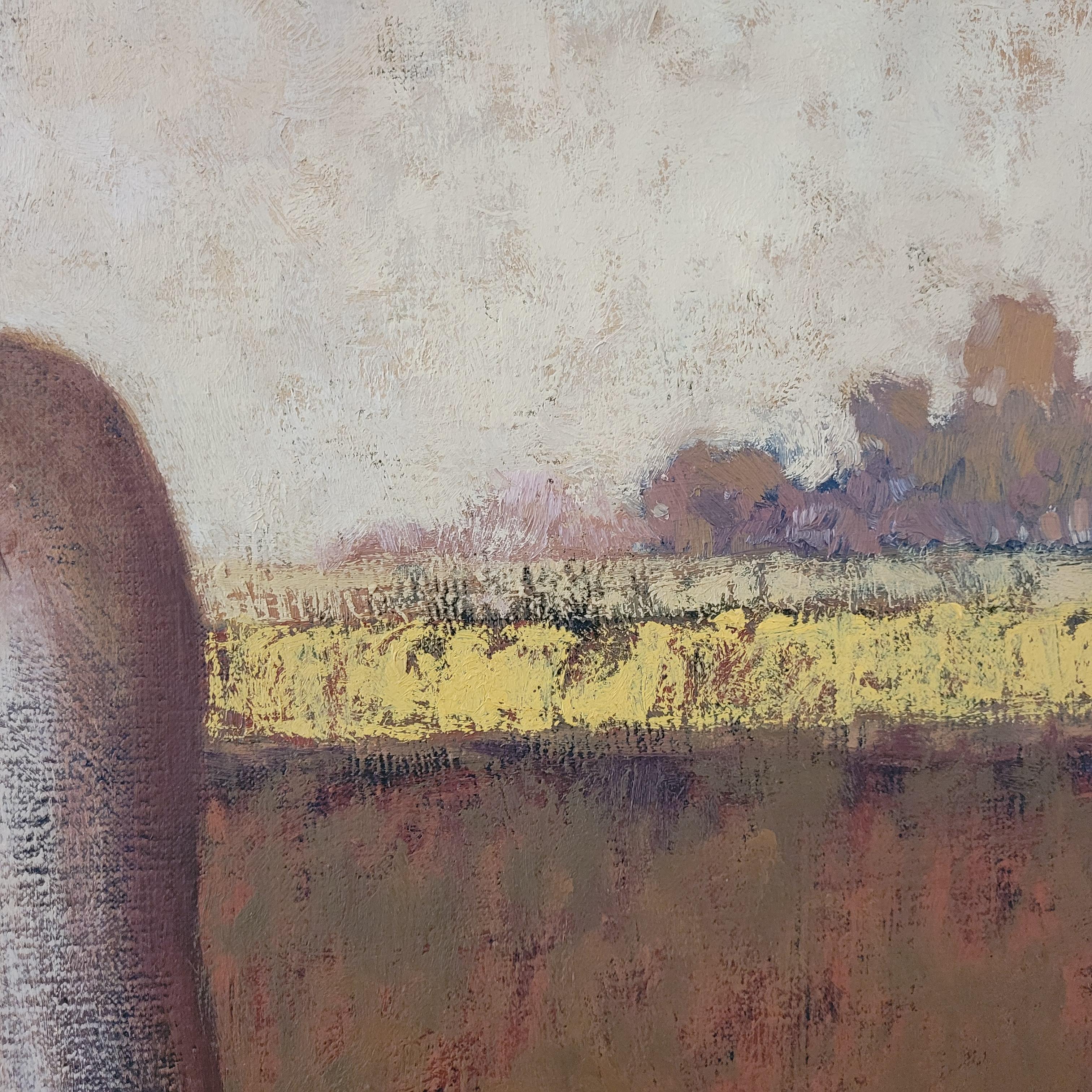 Pintura figurativa contemporánea al óleo sobre lienzo de la artista polaca Katarzyna Szydlowska. Cuadros de mujeres desnudas vistas de espaldas. Hay paisaje en el fondo. La pintura es monocromática, principalmente en colores marrones. 

KATARZYNA
