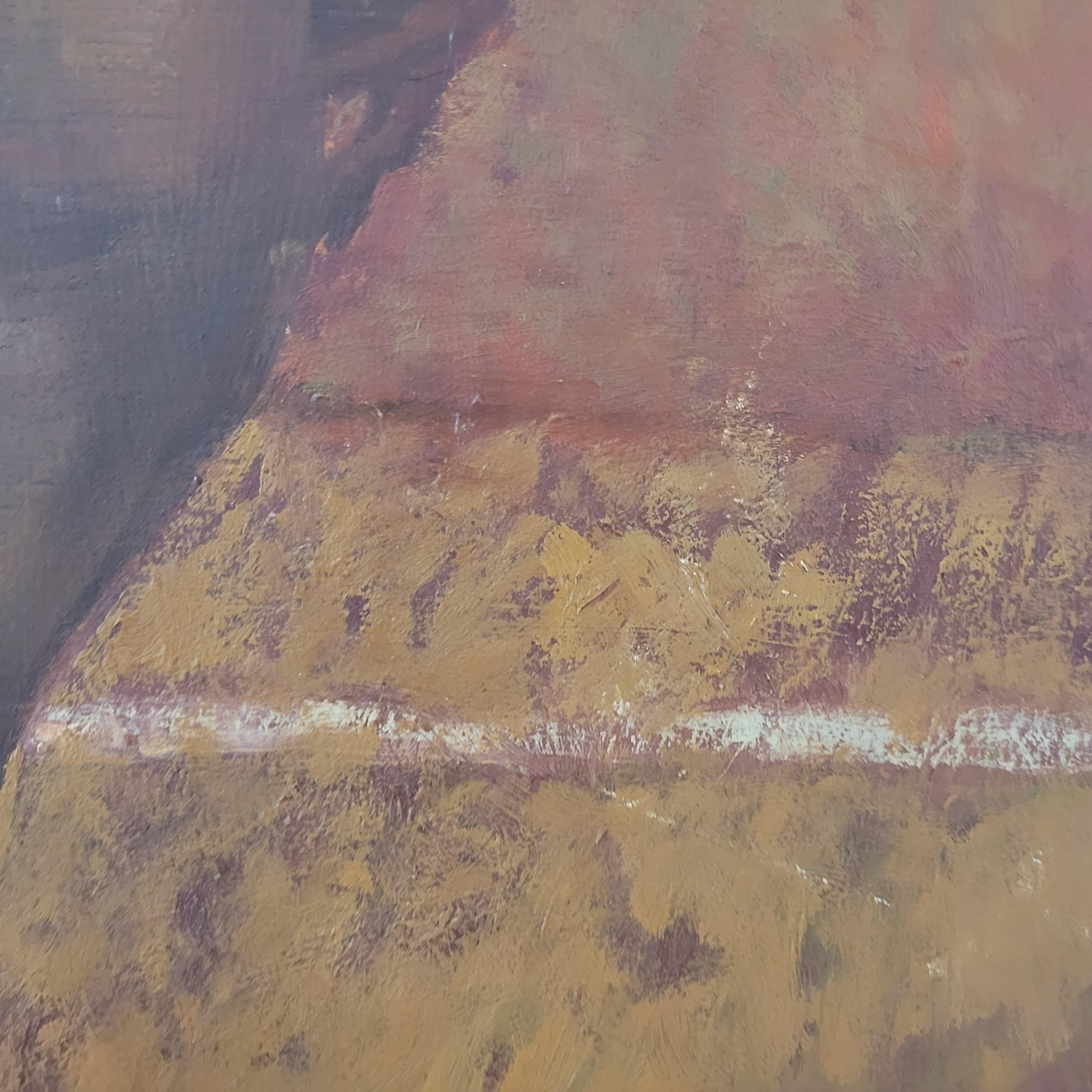 De pie. Pintura al óleo figurativa contemporánea, Mujer sutil, artista polaca en venta 1