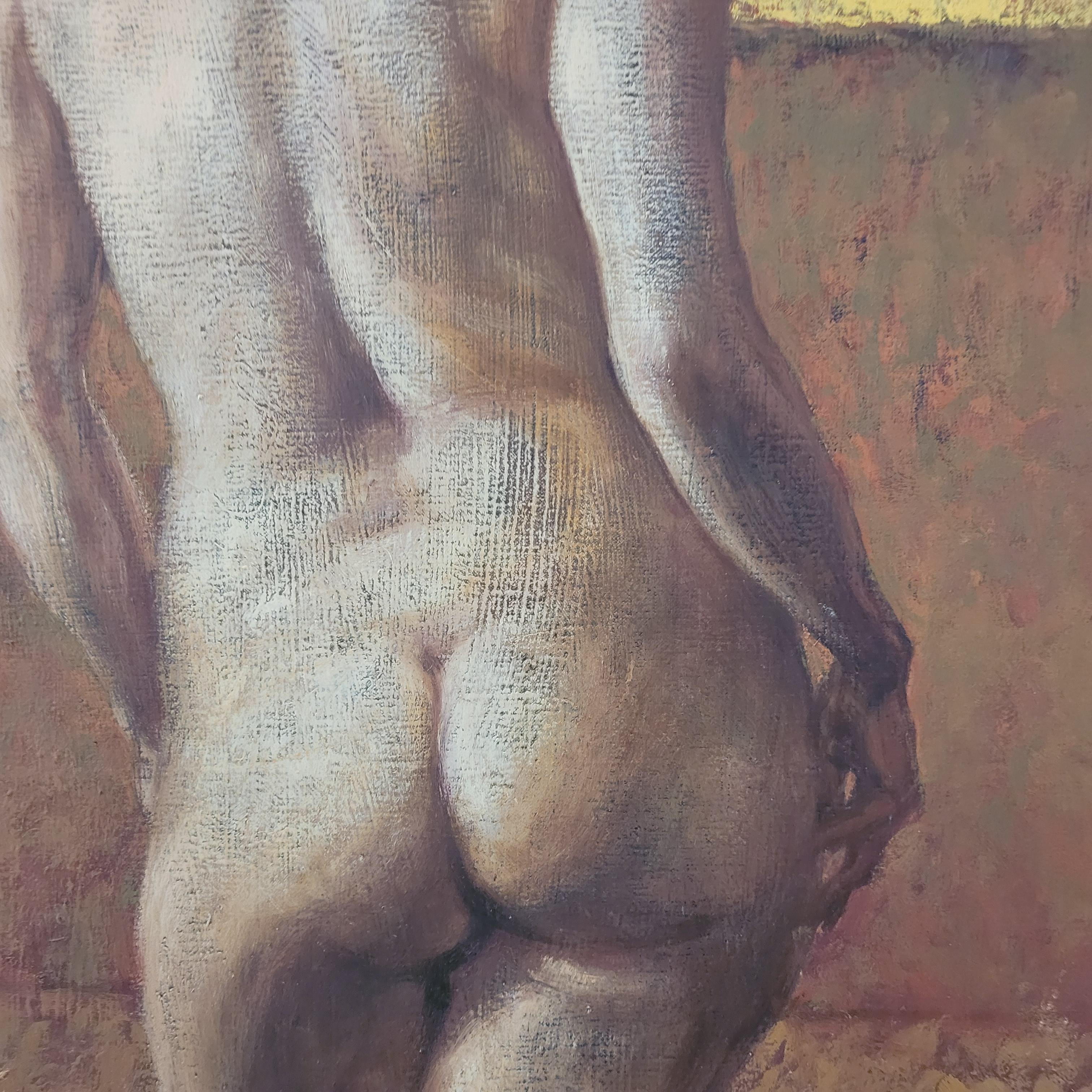 De pie. Pintura al óleo figurativa contemporánea, Mujer sutil, artista polaca en venta 4
