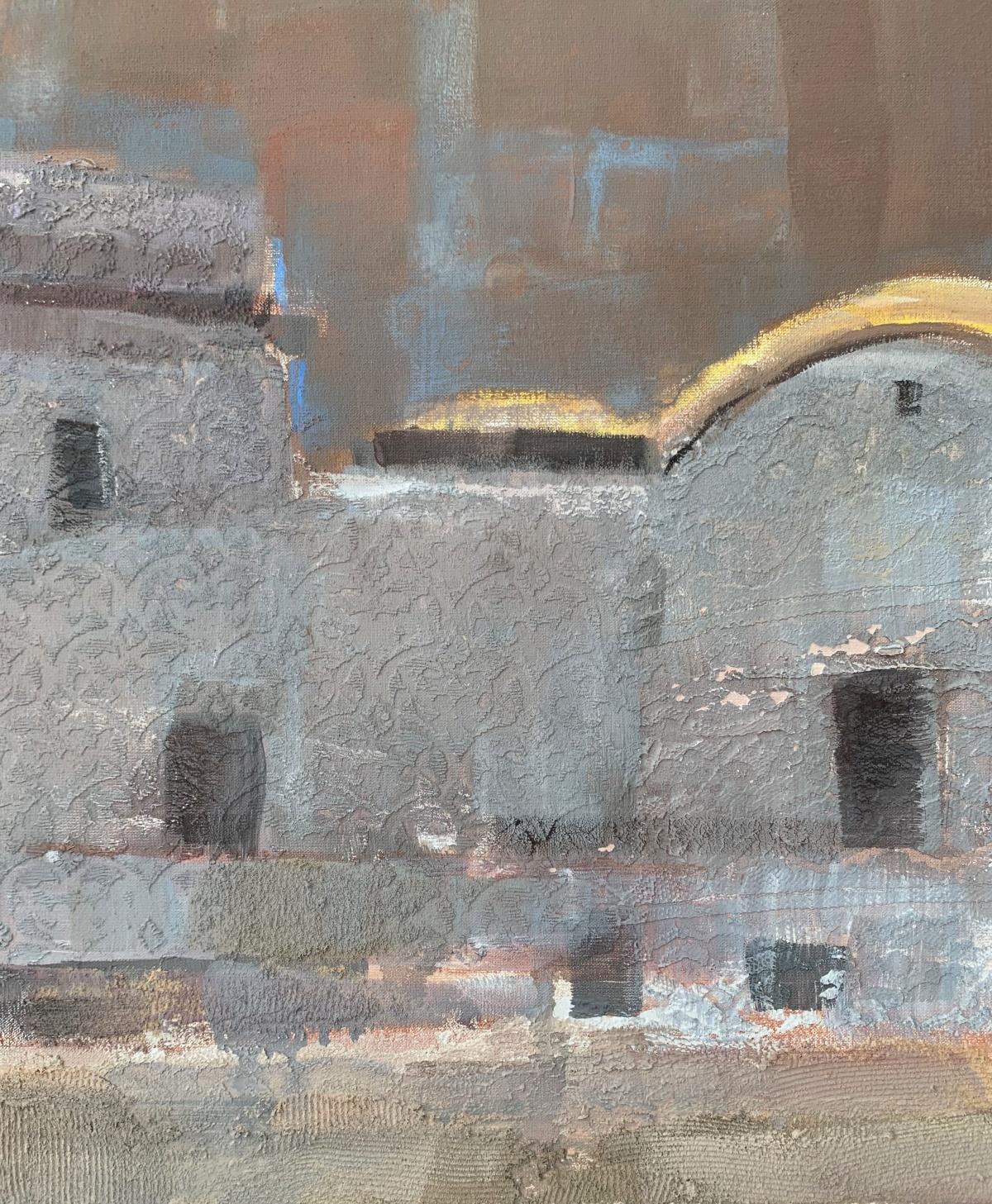Una chica. Paisaje contemporáneo, Textura, Arte polaco - Still-Life Painting Marrón de Katarzyna Zwolińska