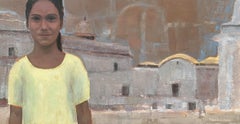 Una chica. Paisaje contemporáneo, Textura, Arte polaco