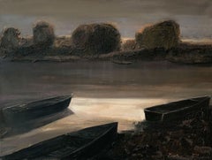 Boats - XXI Century, Contemporary Figurative Oil Painting, Landscape