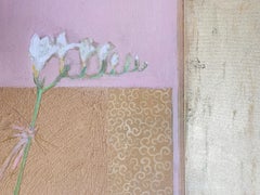 Freesia. Floral, Flowers, Contemporary Still Life Painting, Texture, Polish art