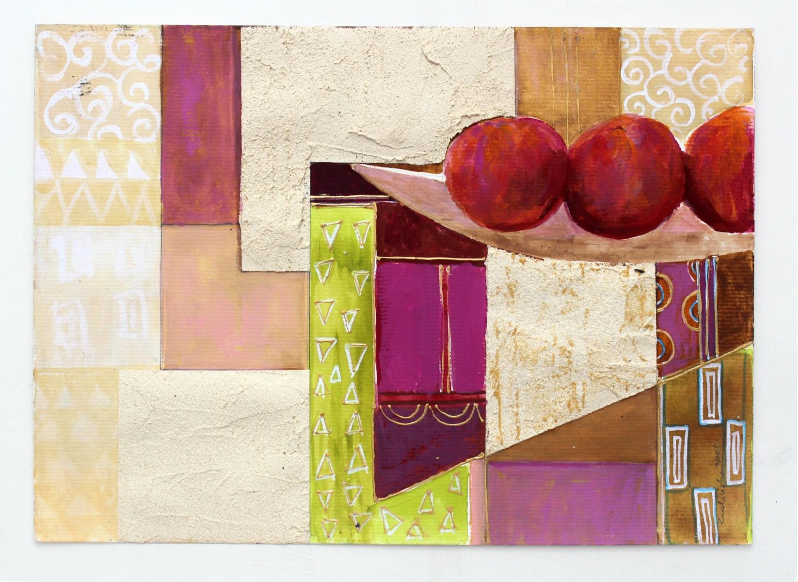 Fruits in a bowl. Contemporary Still Life Painting, Texture, Polish art For Sale 1