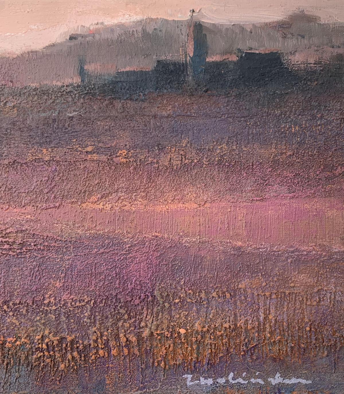 Au loin. Peinture de paysage contemporaine, Texture, Art polonais - Marron Landscape Painting par Katarzyna Zwolińska