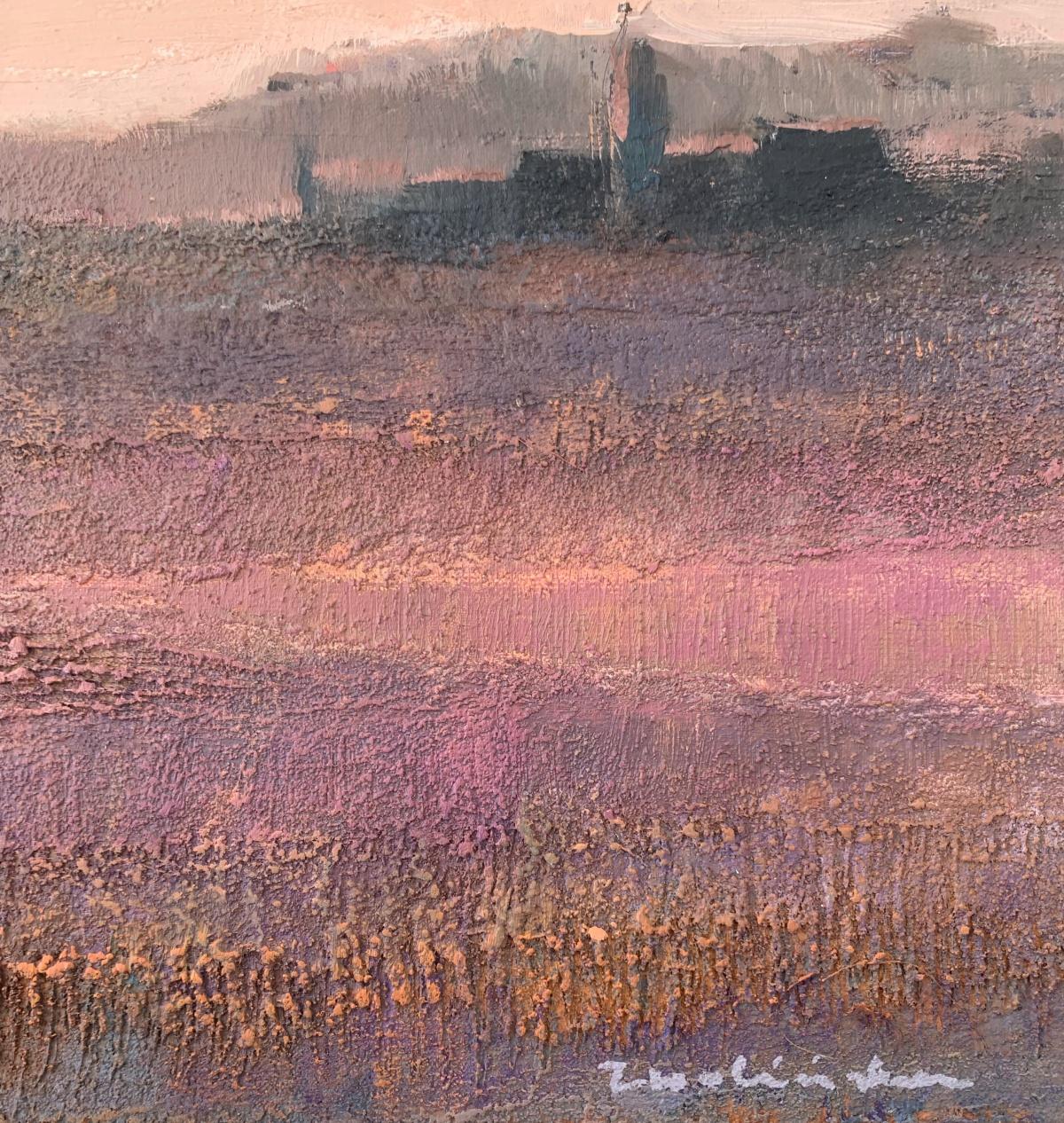 Au loin. Peinture de paysage contemporaine, Texture, Art polonais en vente 1