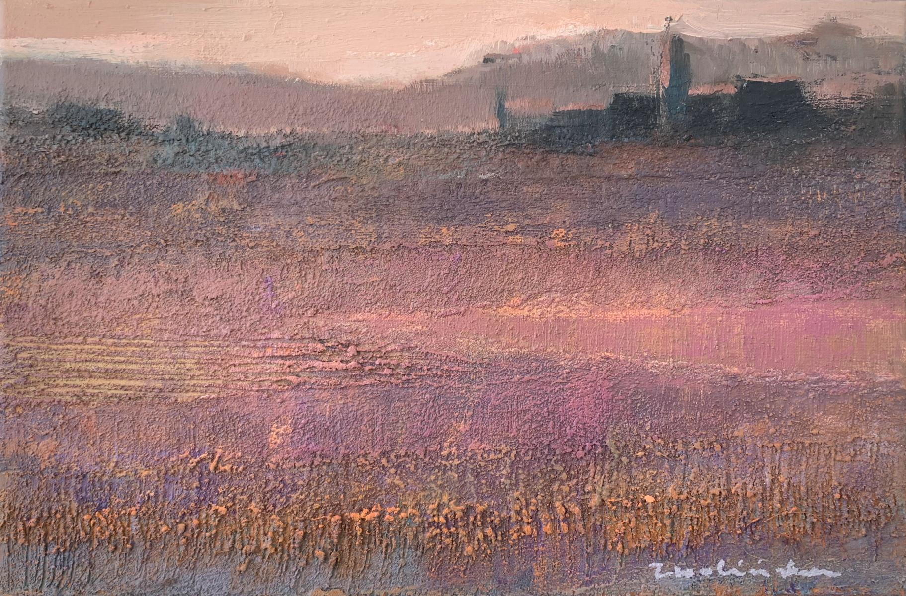 In the distance. Contemporary Landscape Painting, Texture, Polish art