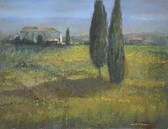 Italienische Landschaft. Zeitgenössische Landschaftsmalerei, Textur, polnische Kunst