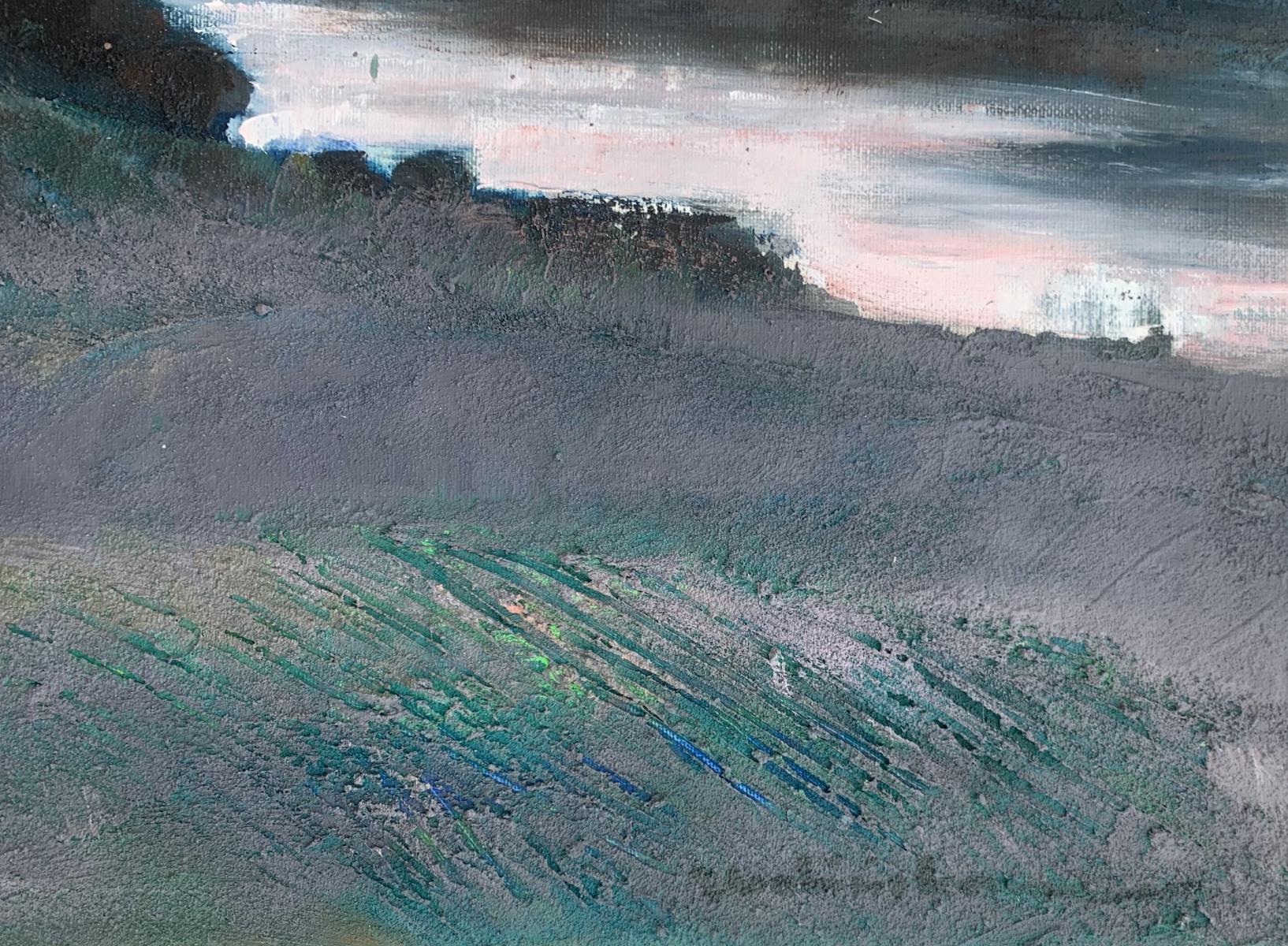 Landschaft. Zeitgenössische Landschaftsmalerei, Textur, polnische Kunst (Grau), Landscape Painting, von Katarzyna Zwolińska