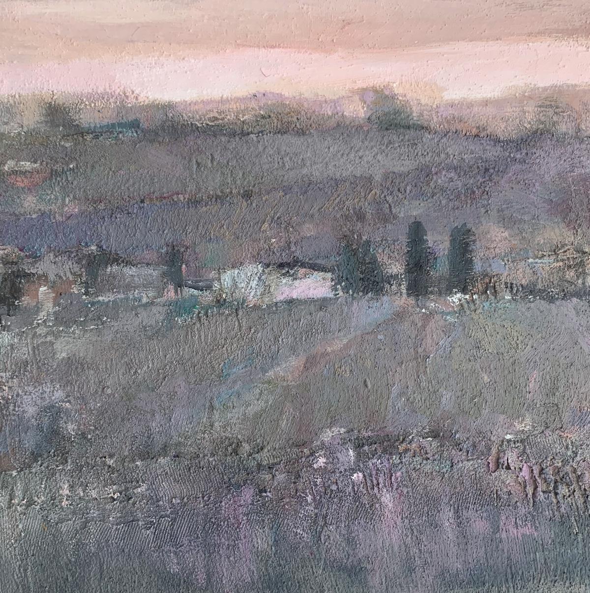 Lavender fields. Contemporary Landscape Painting, Texture, Polish art For Sale 1