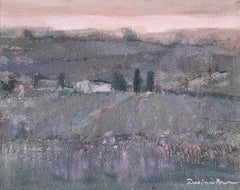Lavender fields. Contemporary Landscape Painting, Texture, Polish art