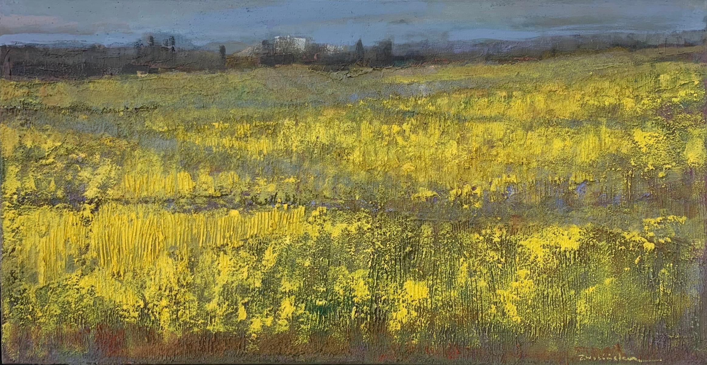 Katarzyna Zwolińska Still-Life Painting – Oblęgorek III. Zeitgenössische Landschaftsmalerei, Textur, polnische Kunst