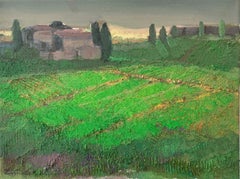 Spring Tuscany. Contemporary Landscape Painting, Texture, Polish art