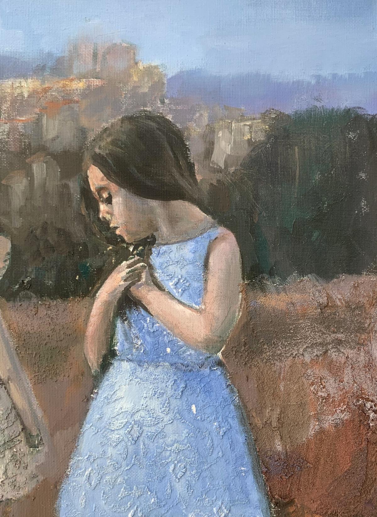 Reflexivo. Figurativo contemporáneo, Pintura de paisaje, Textura, Arte polaco - Figurative Painting Gris de Katarzyna Zwolińska