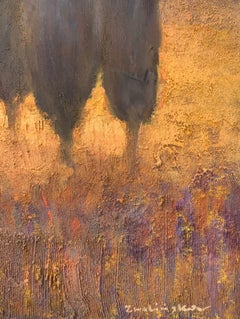 Towards the City. Contemporary Landscape Painting, Texture, Polish art