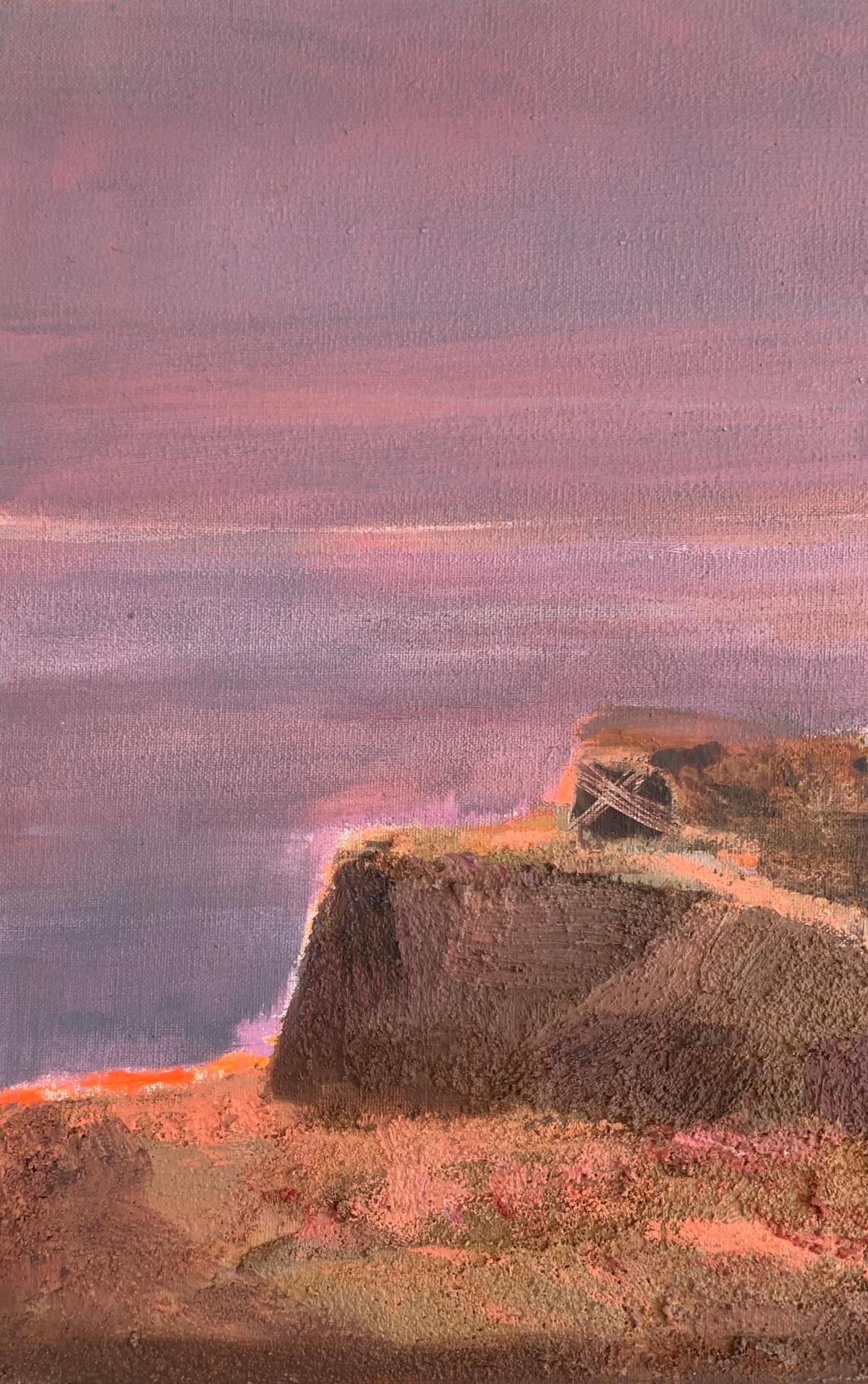 La Toscane au coucher du soleil. Peinture de paysage contemporaine, Texture, Art polonais en vente 1