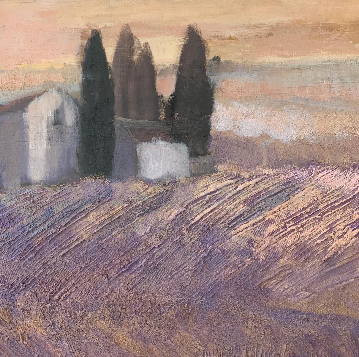 Die Toskana. Zeitgenössische Landschaftsmalerei, Textur, polnische Kunst (Grau), Still-Life Painting, von Katarzyna Zwolińska