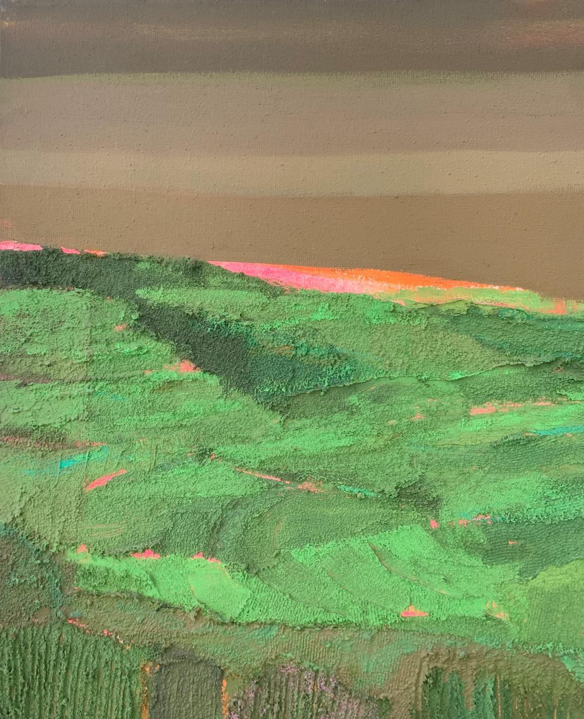 Sans titre. Peinture de paysage contemporaine, Texture, Art polonais - Gris Landscape Painting par Katarzyna Zwolińska