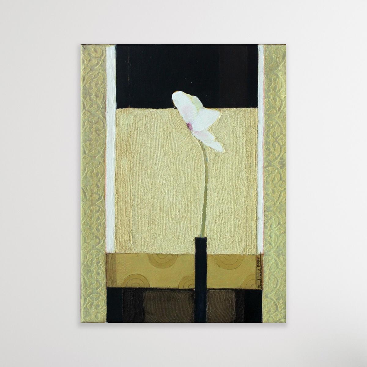 White flower - XXI Century, Contemporary Still Life Painting, Texture 2
