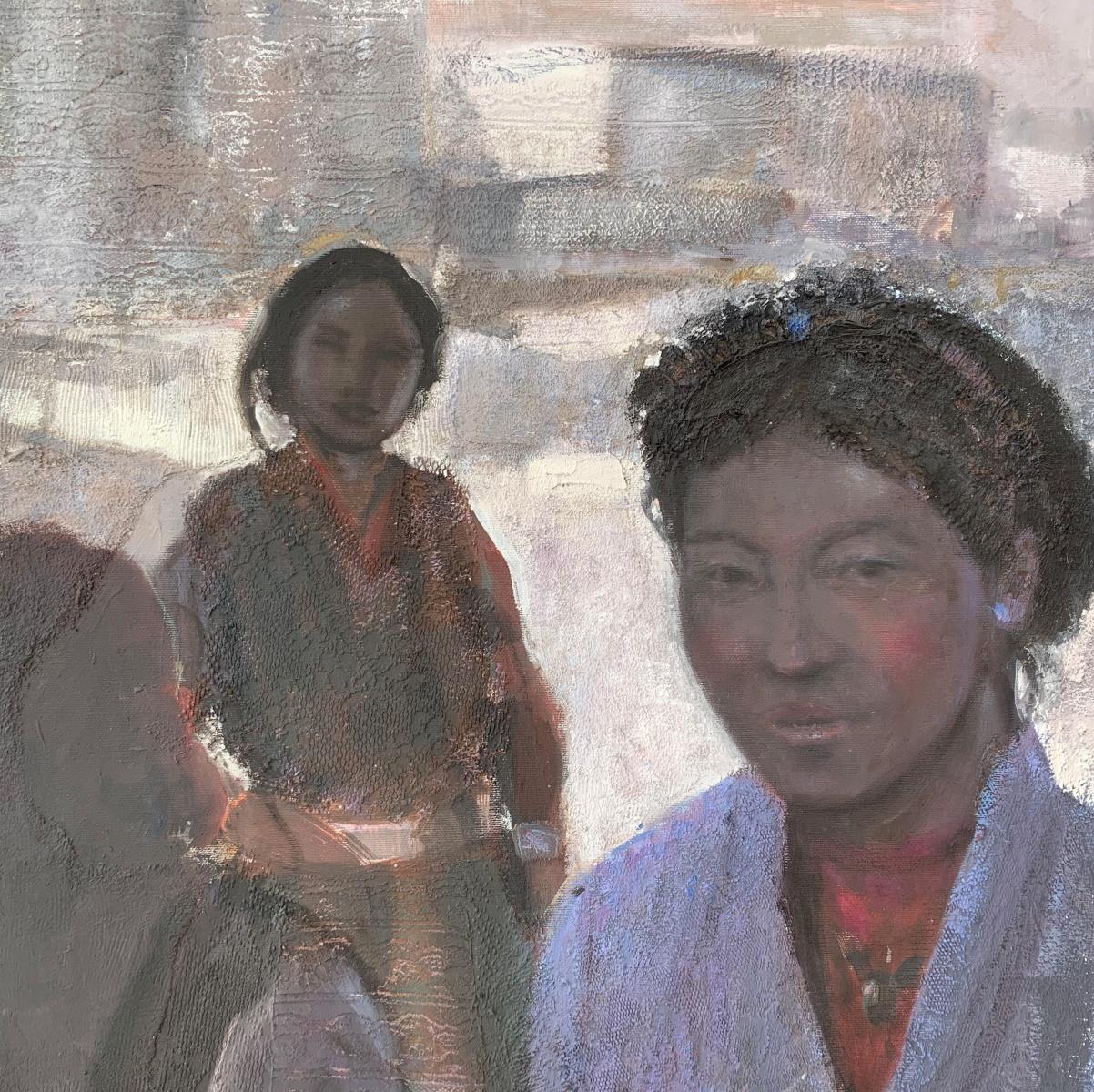 Mujeres. Pintura figurativa contemporánea, Textura, Arte polaco en venta 1